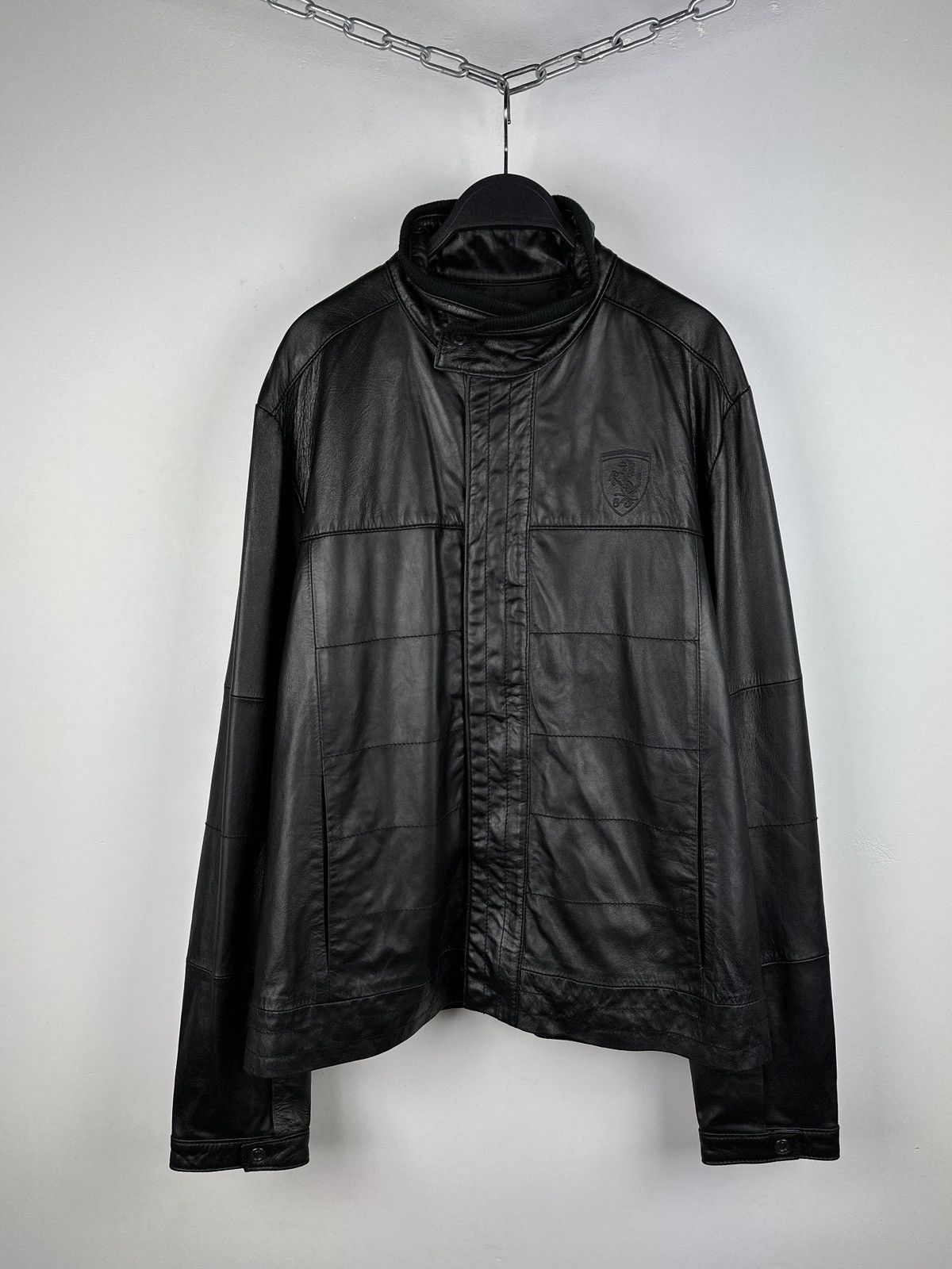 Vintage Ferrari x Puma Black Leather Jacket Grailed