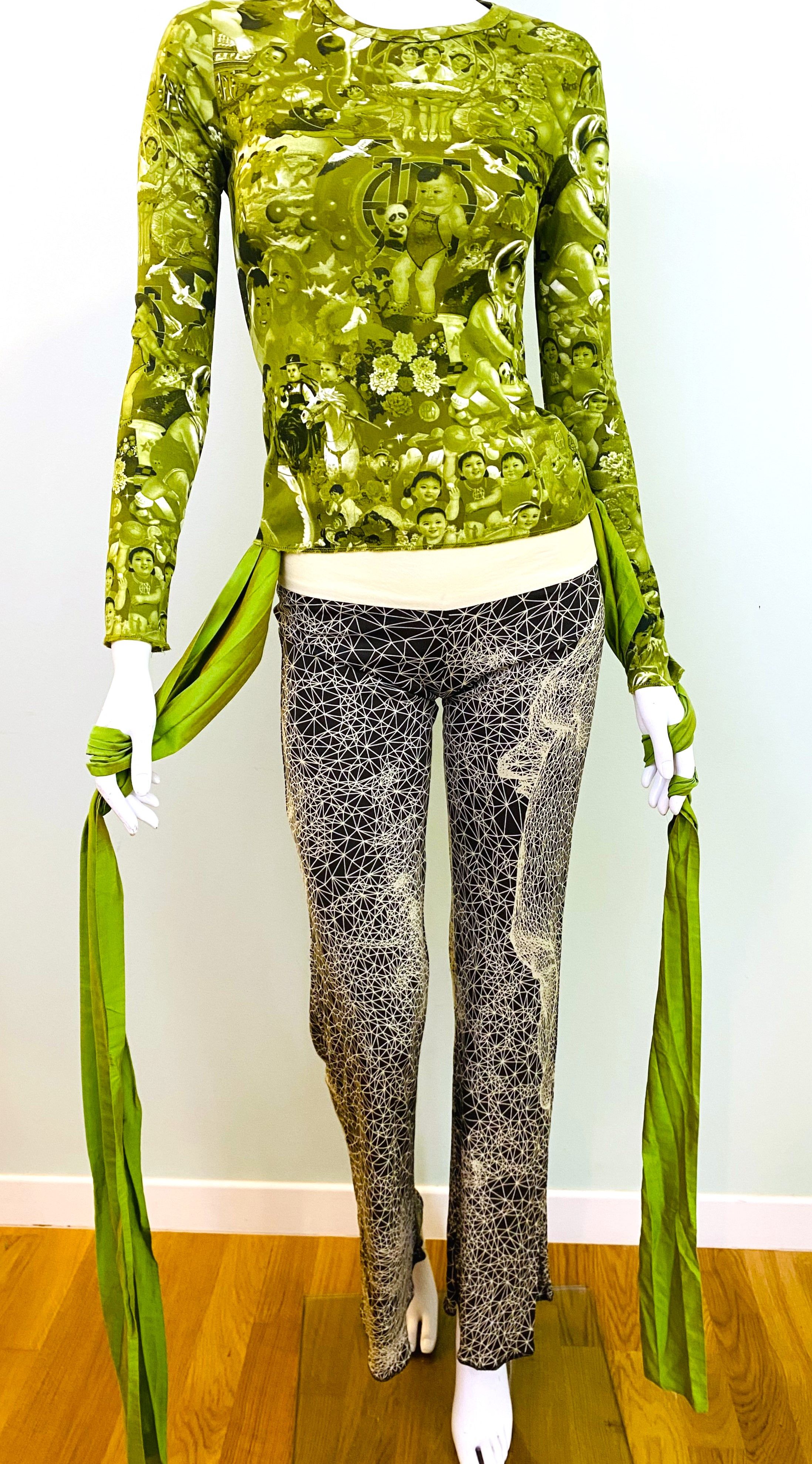 Jean Paul Gaultier Jean Paul Gaultier Geometric Face Optical Illusion Pants Size 25" / US 0 / IT 36 - 1 Thumbnail