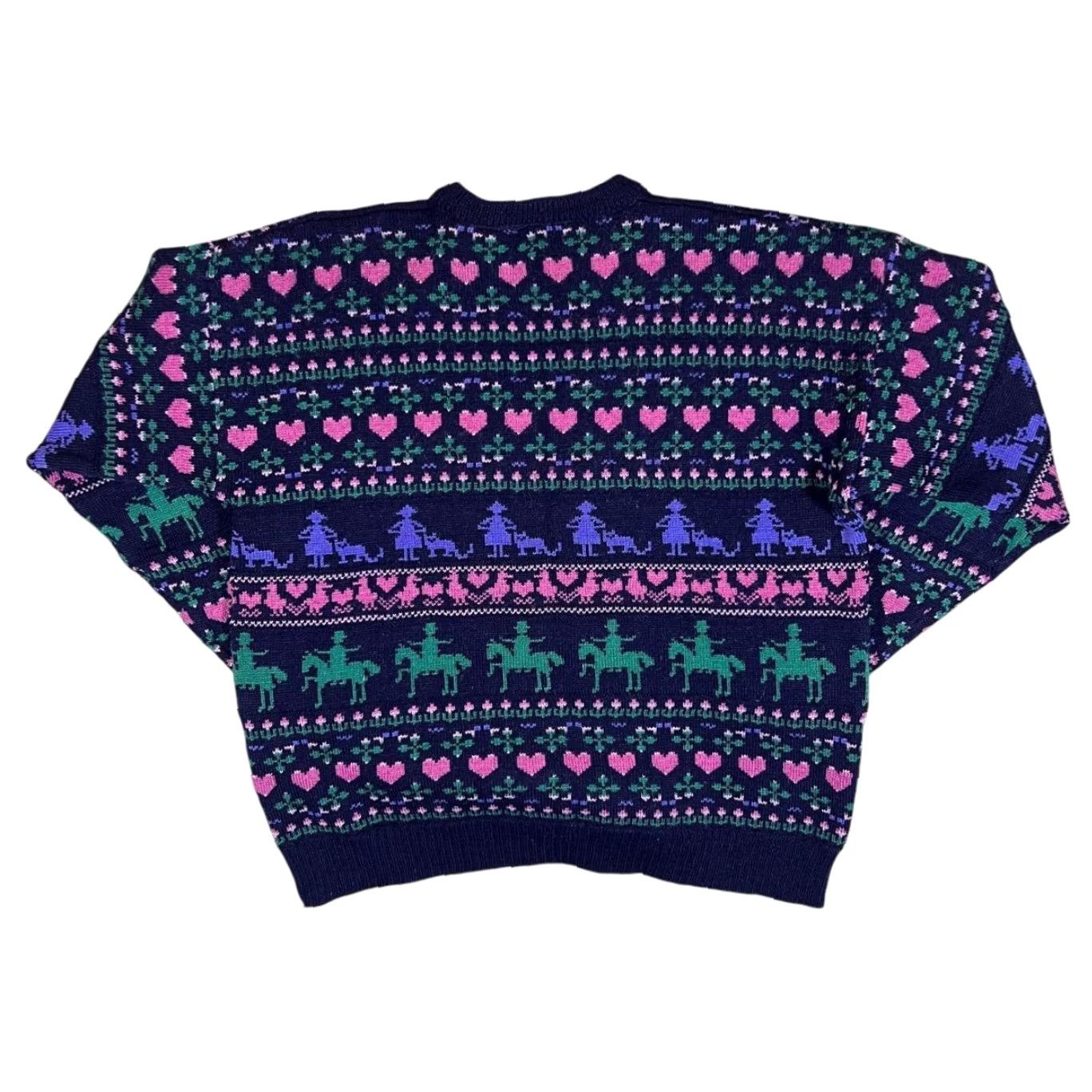 Vintage VINTAGE KEATS Jumper Women XL Wool Knit Heart Floral Patterned Crew Neck 90s Pullover Jumper Womens XL Multicoloured Coral Navy Green Purple Size XL / US 12-14 / IT 48-50 - 2 Thumbnail