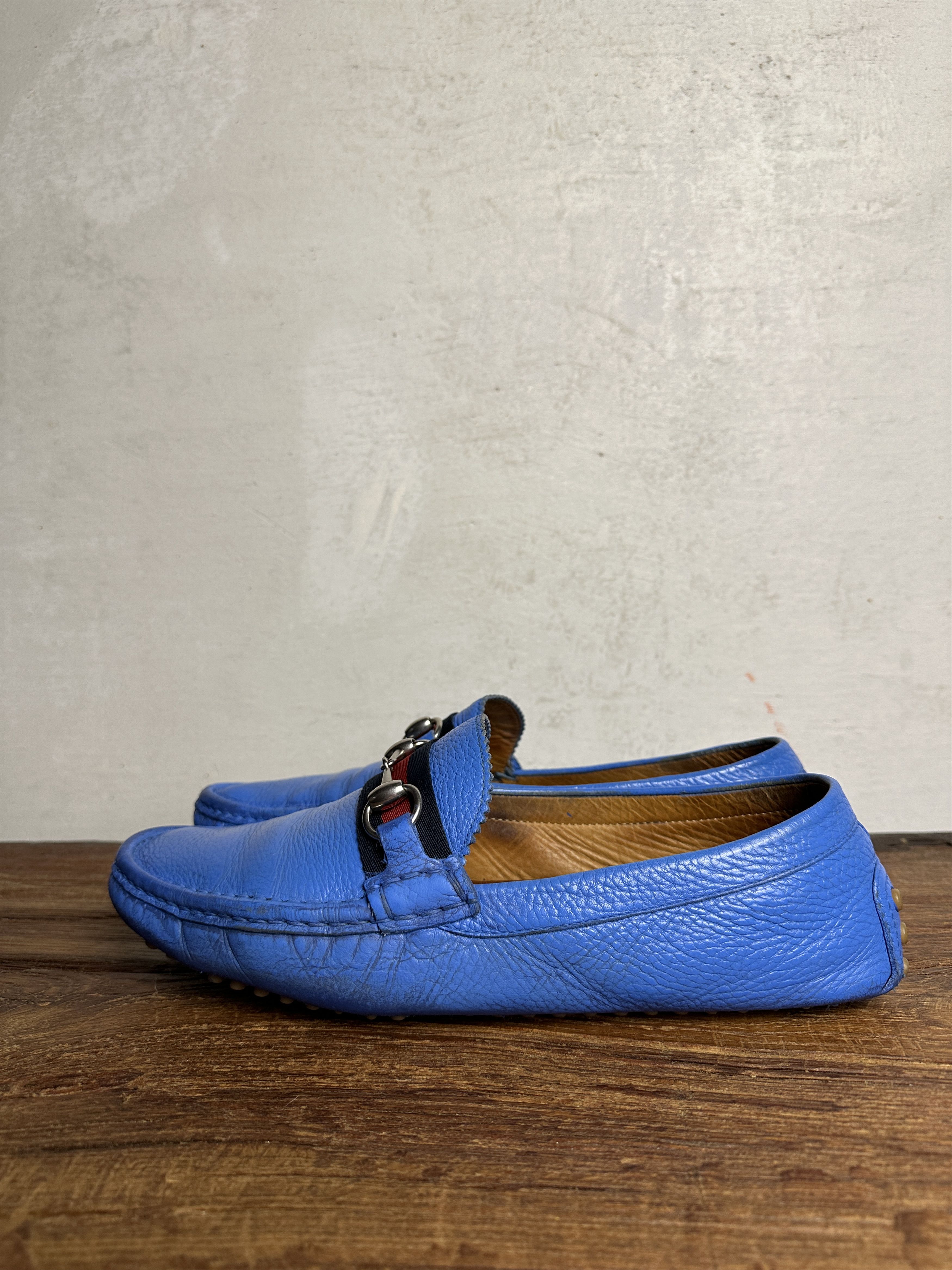 Gucci GUCCI BLUE LEATHER MOCCASINS Size US 9 / EU 42 - 1 Thumbnail