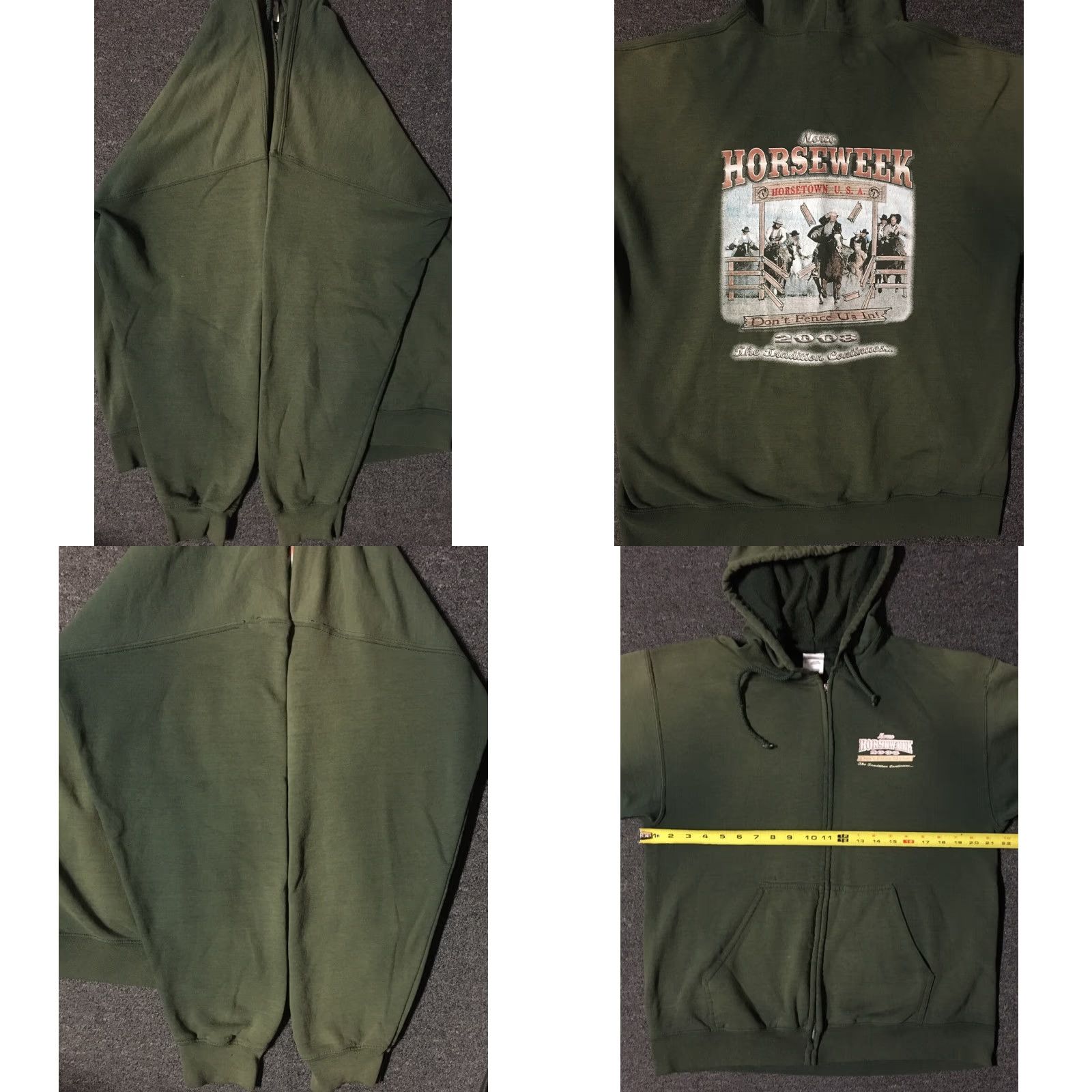 Vintage VINTAGE Norco Horse Week Hoodie Seasonal Distressed Green Full Zip Large Men Size US L / EU 52-54 / 3 - 8 Thumbnail