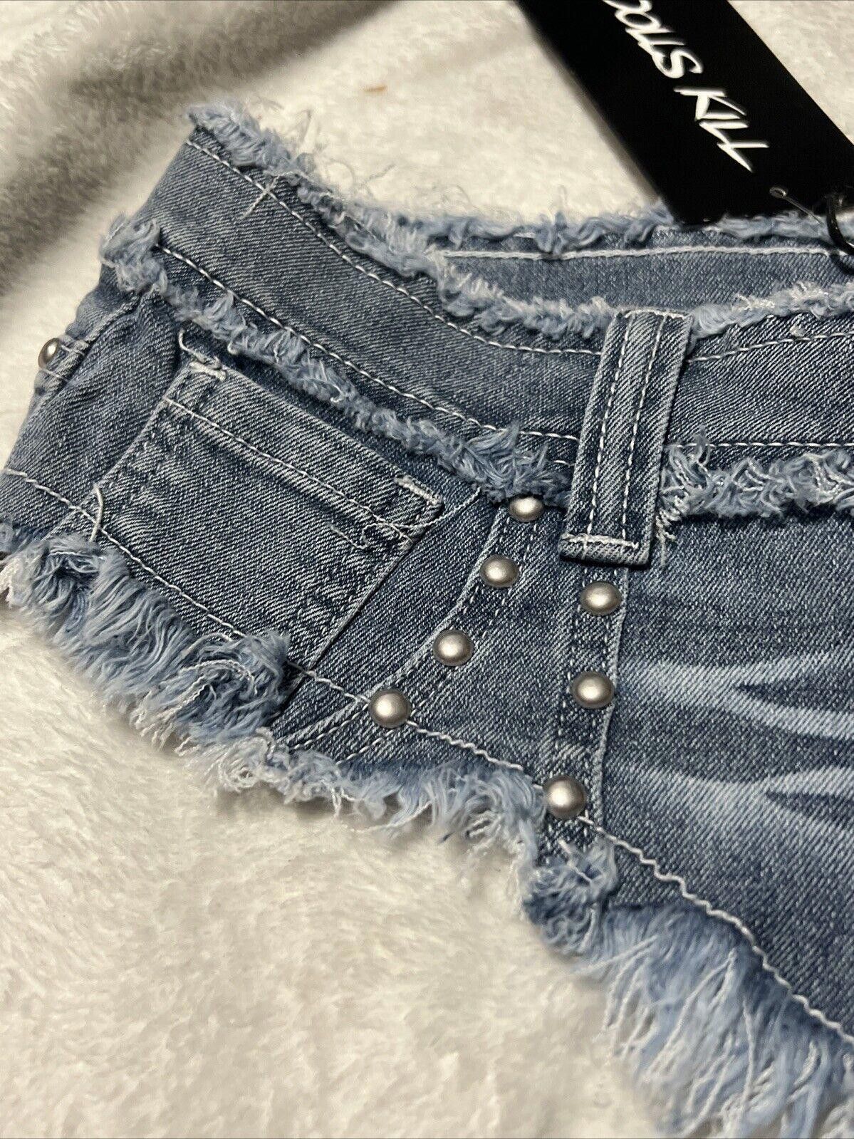 Designer Marisa Micro Shorts Medium Dolls Kill Jeans Denim Size 32" / US 10 / IT 46 - 3 Thumbnail