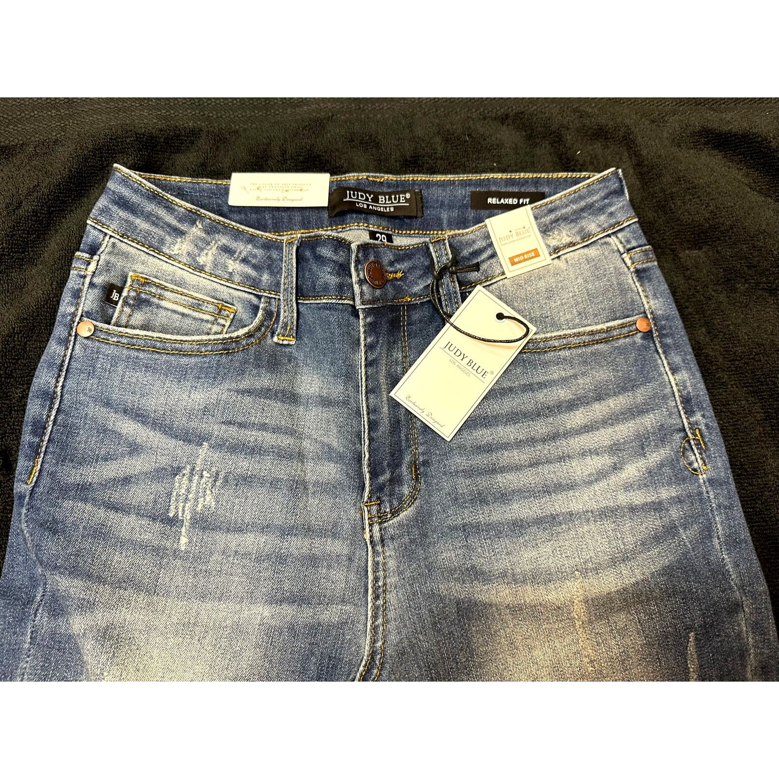 Judy Blue Judy Blue Adelene Mid Rise Cuffed Jeans Dark Blue 29 Size 29" - 6 Thumbnail