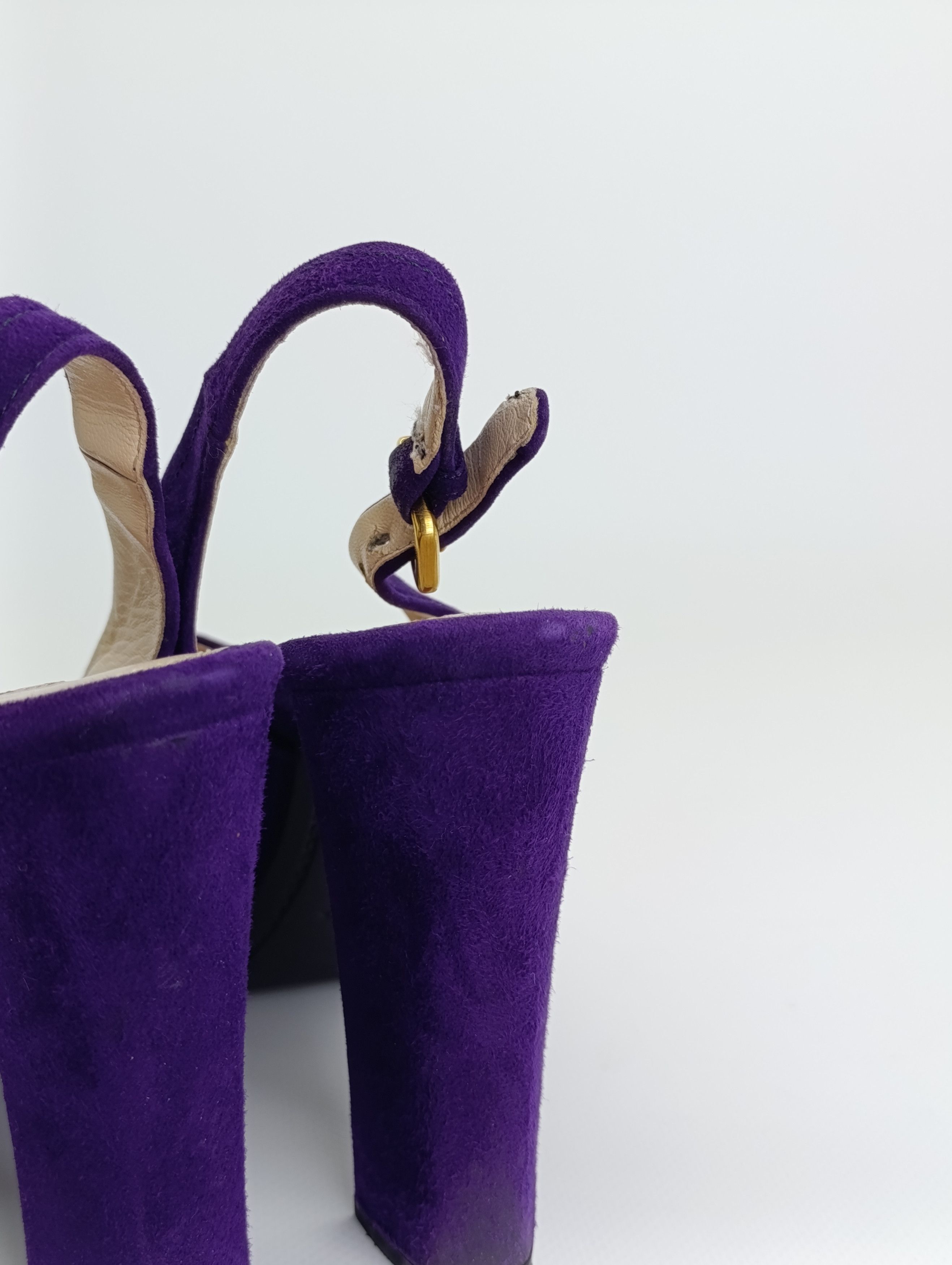 Prada PRADA BARHAT SANDALS HEELS PURPLE RED TAB Size US 7 / IT 37 - 14 Thumbnail