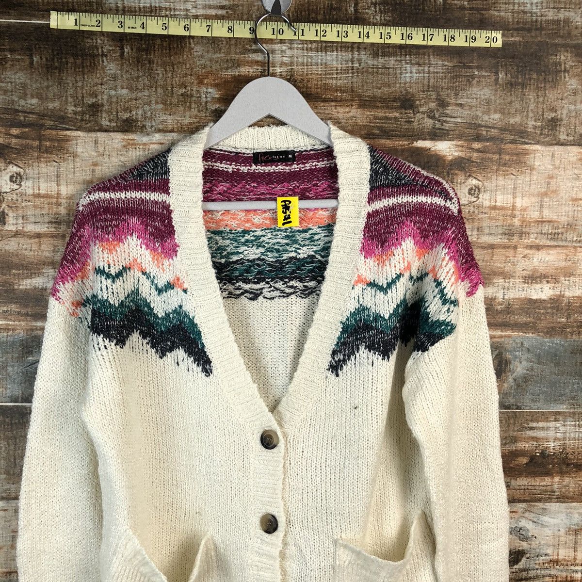 Japanese Brand Free Fusion White Cardigan Knitwear #A1541 Size US M / EU 48-50 / 2 - 5 Thumbnail