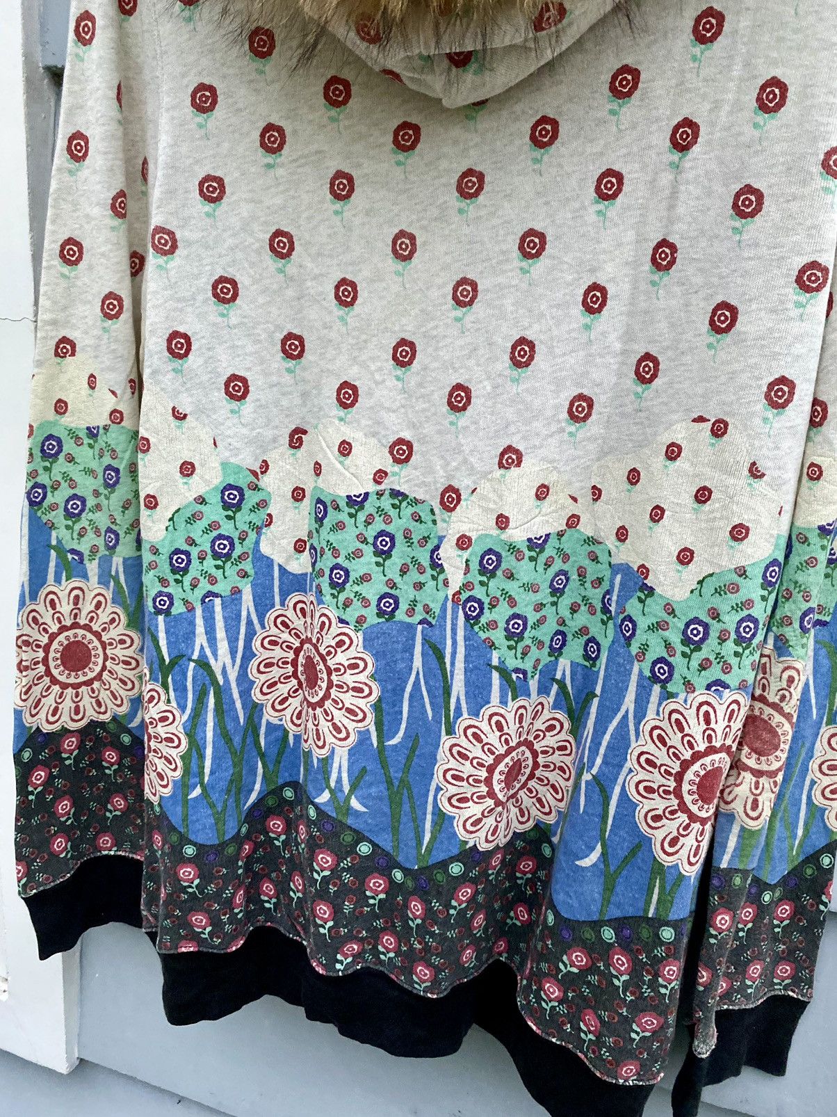 Japanese Brand Scolar Bohemian Japanese Floral All Over Hoodie With Fur Size US M / EU 48-50 / 2 - 8 Thumbnail