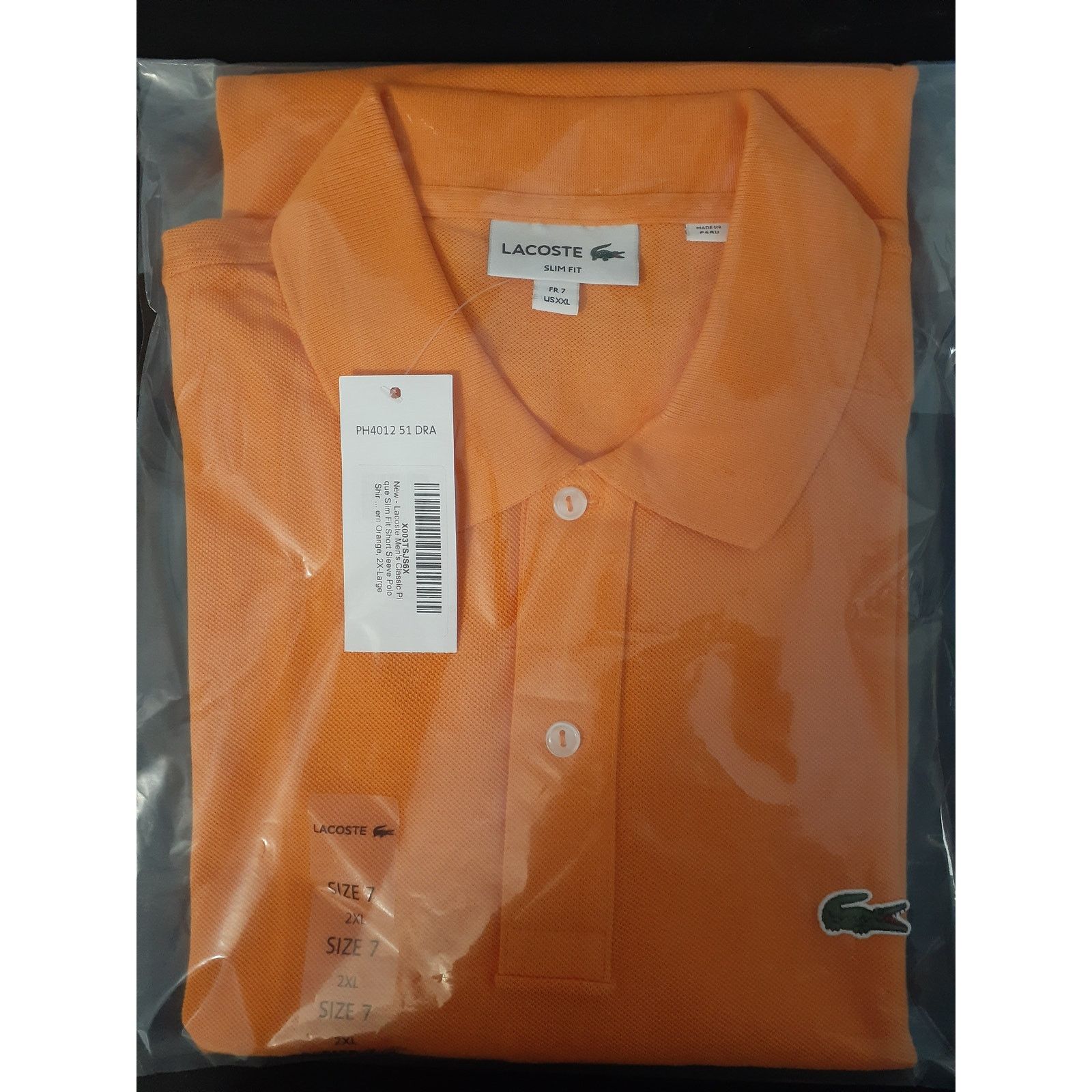 Lacoste Lacoste Mens Men's Short Classic Pique Polo Shirt Orange 2XL Size US XXL / EU 58 / 5 - 2 Thumbnail