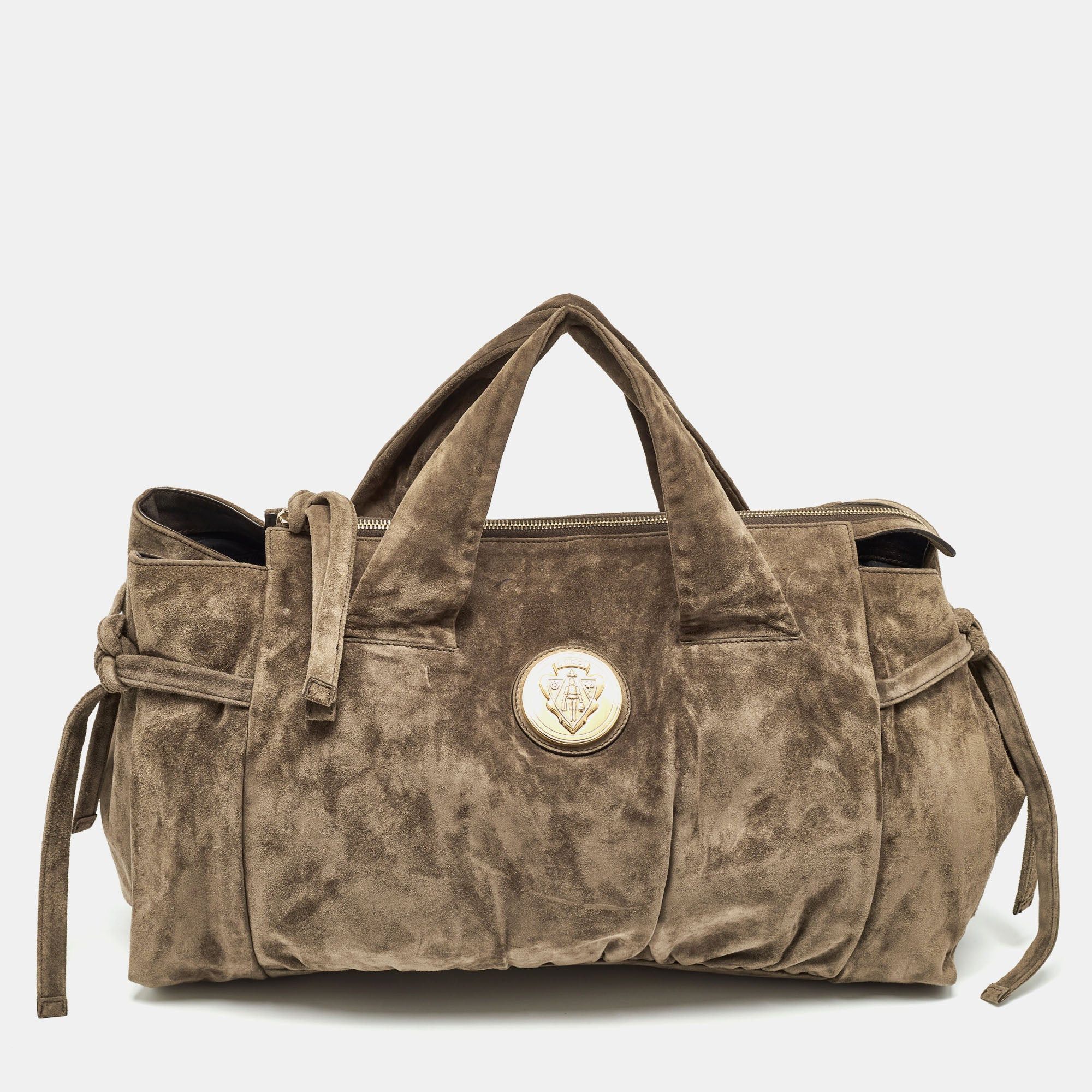 image of Gucci Olive Green Suede Hysteria Tote, Women's