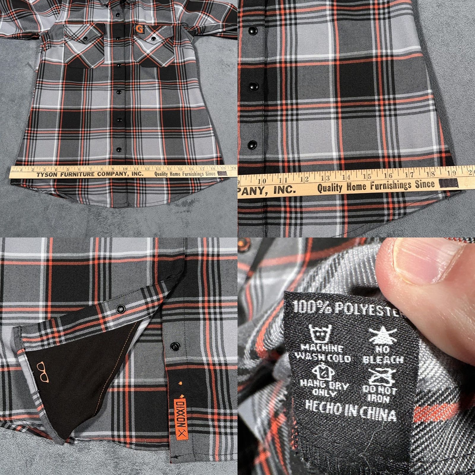 Vintage Dixxon Flannel Shirt Womens Small Black Gray Orange Plaid The G Snap Harley Davi Size S / US 4 / IT 40 - 8 Thumbnail