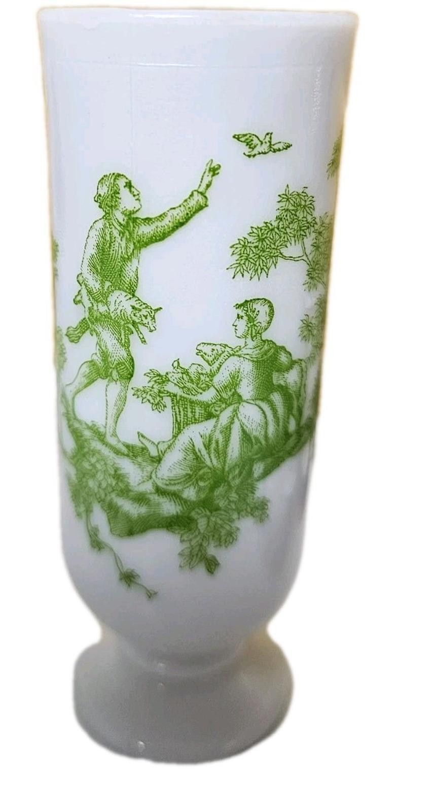 Other Vintage Milk Glass with Green Toile Design Footed Cup Avon Size ONE SIZE - 1 Thumbnail