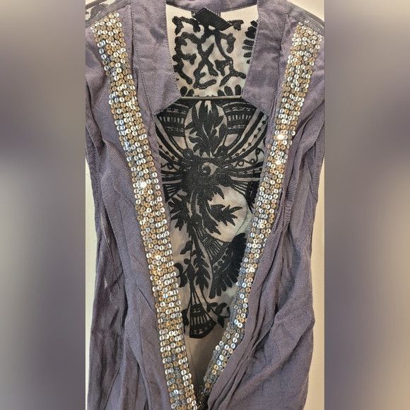 Free People Free People Gray Sequined Wrap Pleated Vest - Size 8 Size M / US 6-8 / IT 42-44 - 8 Thumbnail