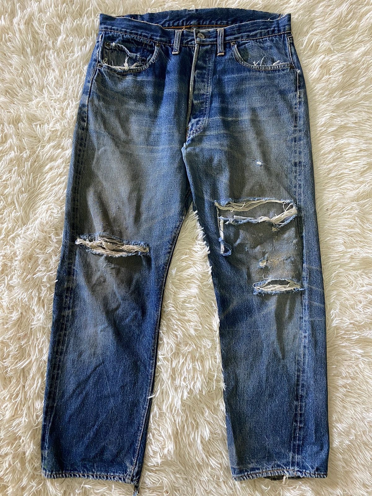 Jeans Vintage Levi’s 501 Big E Selvedge - Taille 28x29, Années 50-60, Véritable Denim USA