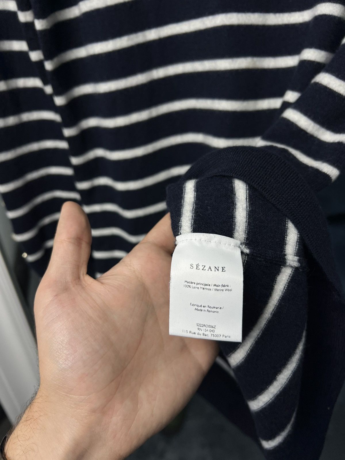 Designer × Sezane Sézane Paola Wool Knit Dress Navy / Ecru Size M Size M / US 6-8 / IT 42-44 - 11 Thumbnail