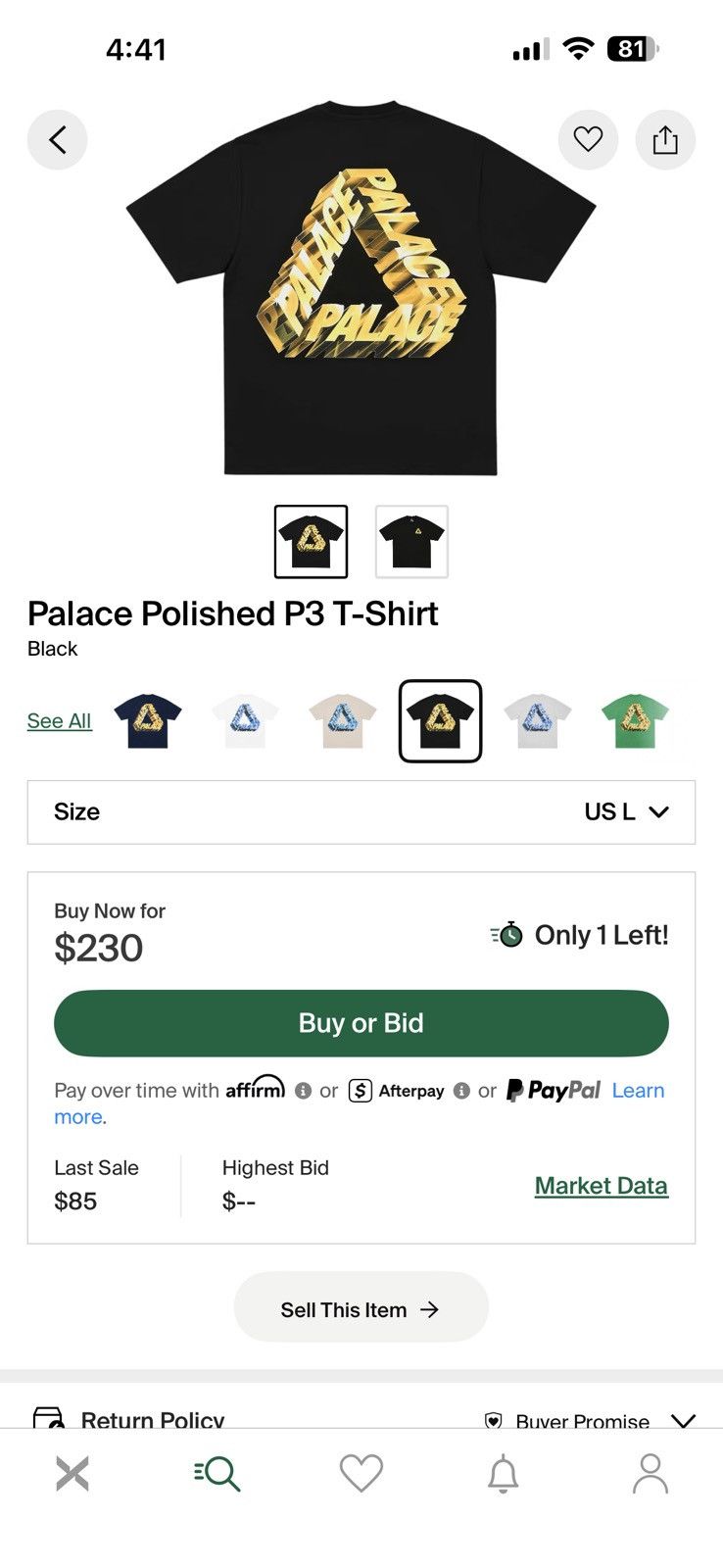Palace Palace Polished P3 T-Shirt Size US L / EU 52-54 / 3 - 4 Thumbnail