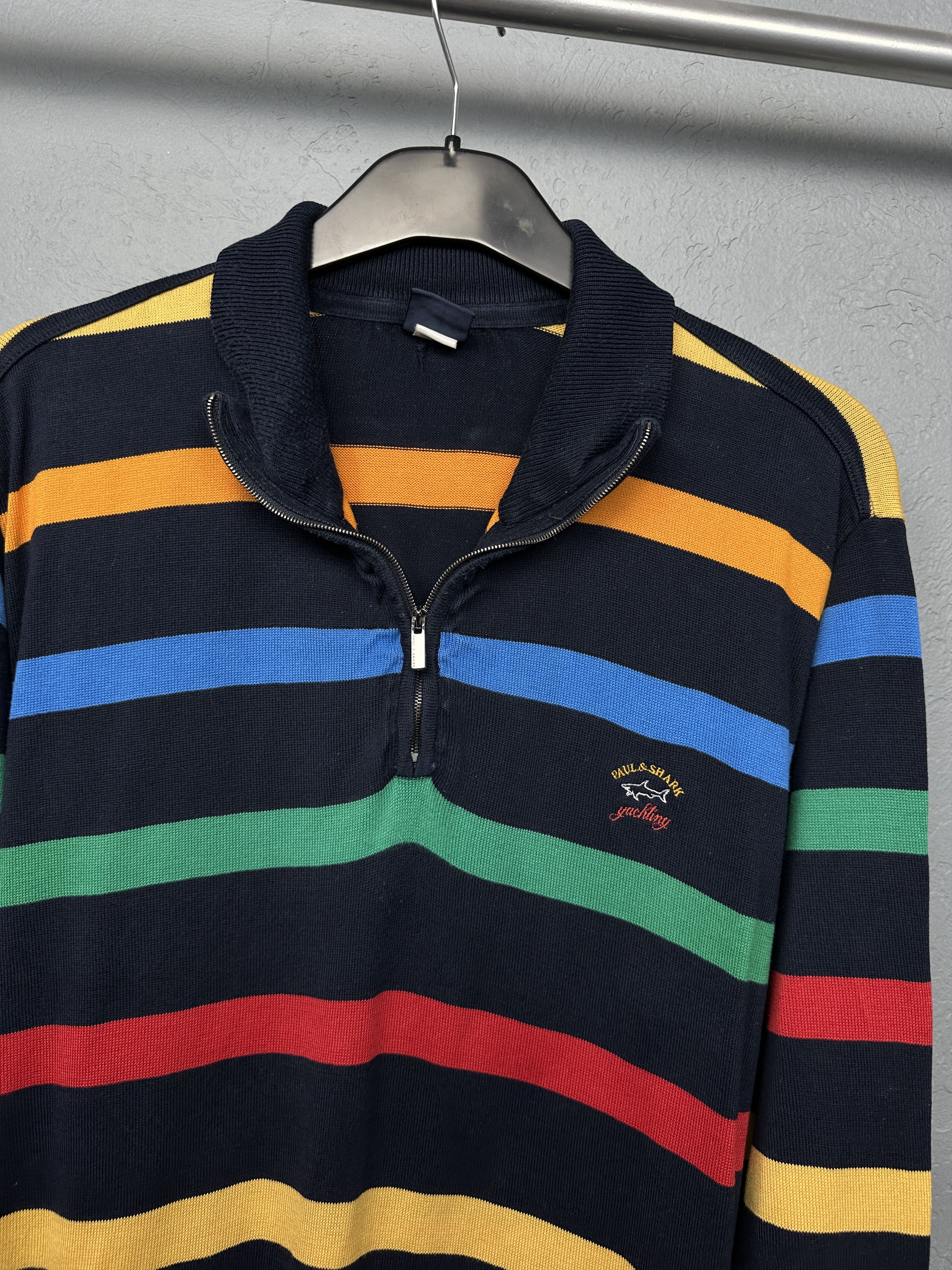 Paul & Shark Paul & Shark Vintage Mens Striped 1\4 Zip Sweater Size US M / EU 48-50 / 2 - 2 Thumbnail