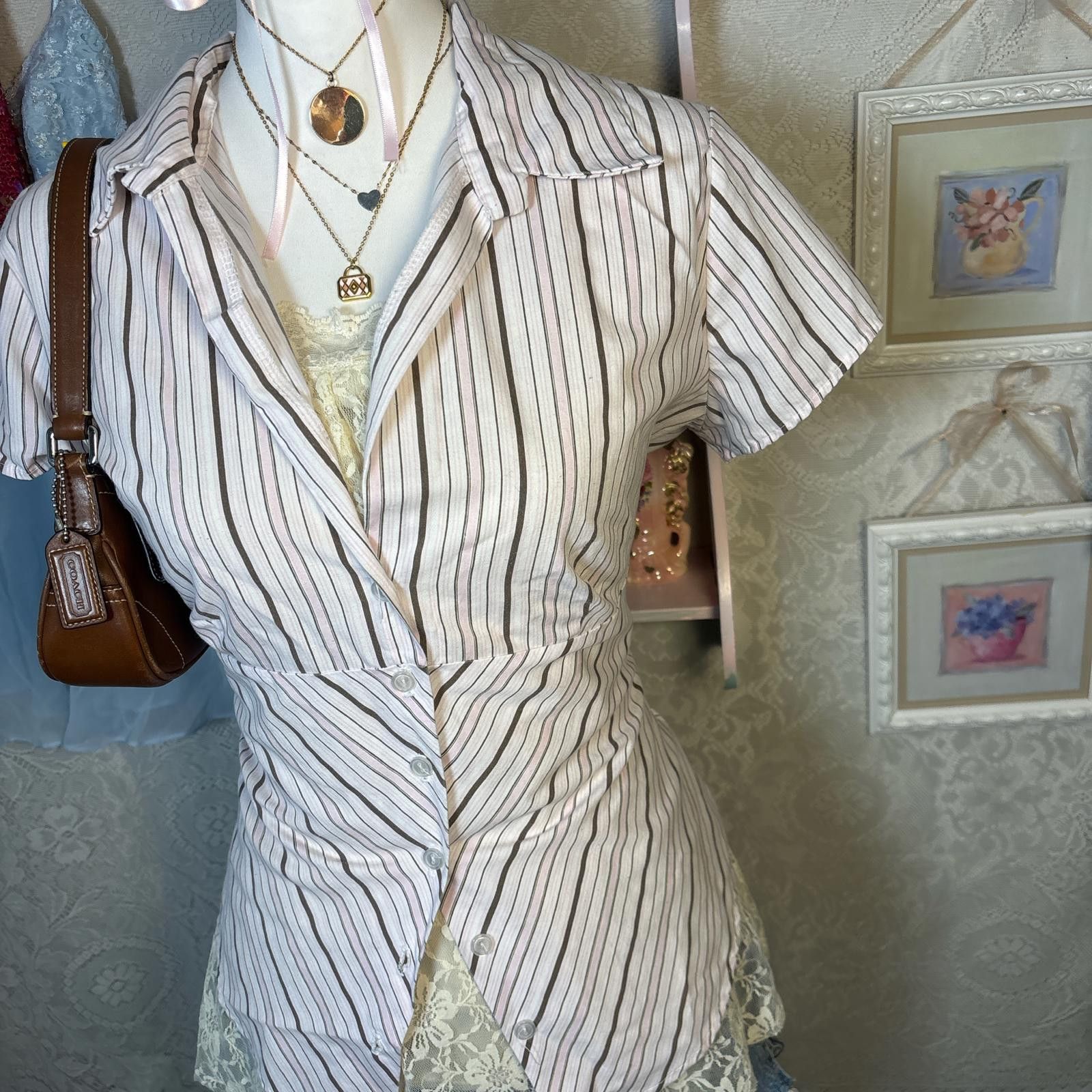 Other y2k office siren fitted stripes blouse Size M / US 6-8 / IT 42-44 - 4 Thumbnail