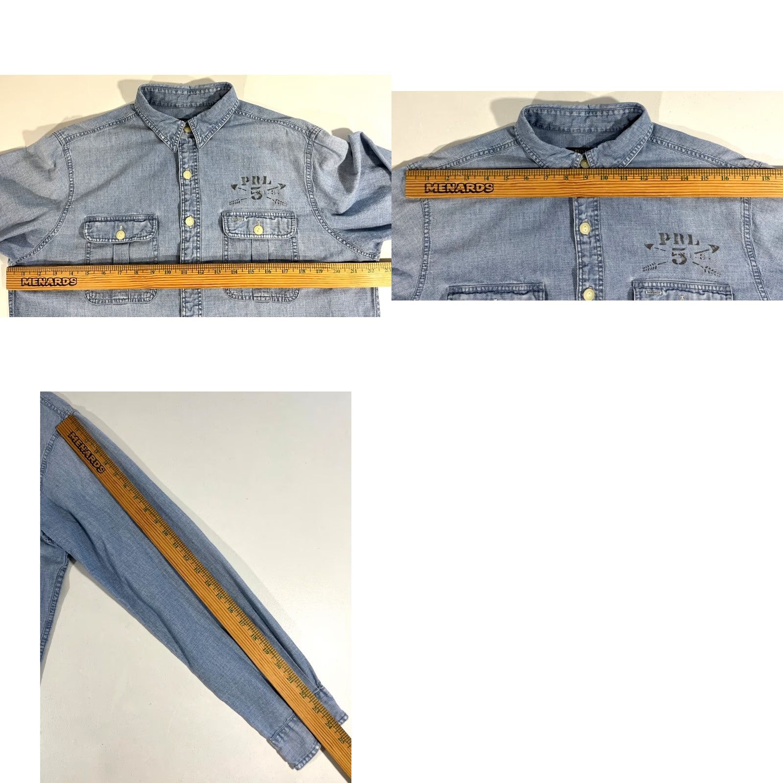 Polo Ralph Lauren VINTAGE Polo Ralph Lauren Shirt Polo Ralph Lauren Shirt Mens Blue Chambray Print Double-Sided Sz L Size US L / EU 52-54 / 3 - 10 Thumbnail