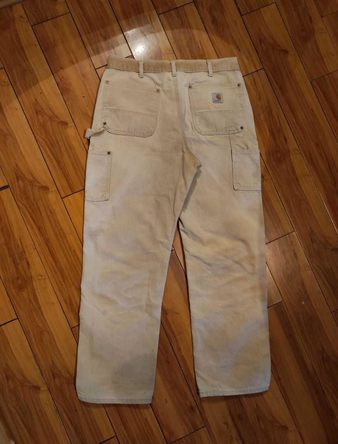 image of Carhartt Distressed Double Knee in Beige Faded, Men's (Size 34)