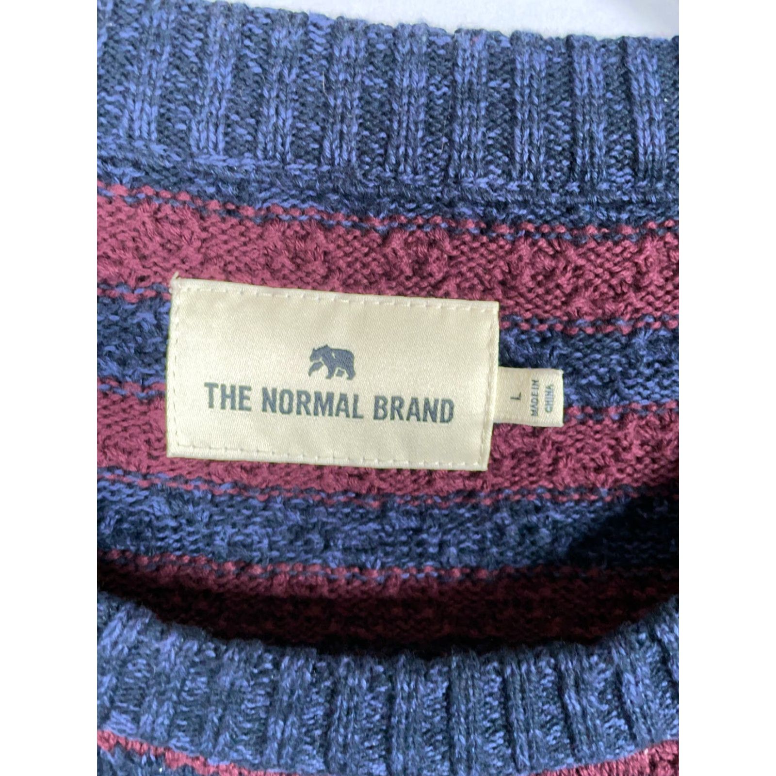 J Brand The Normal Brand Sweater Adult Large Blue Red Striped Chunky Knit Crewneck Mens 90s Preppy Size US L / EU 52-54 / 3 - 3 Thumbnail