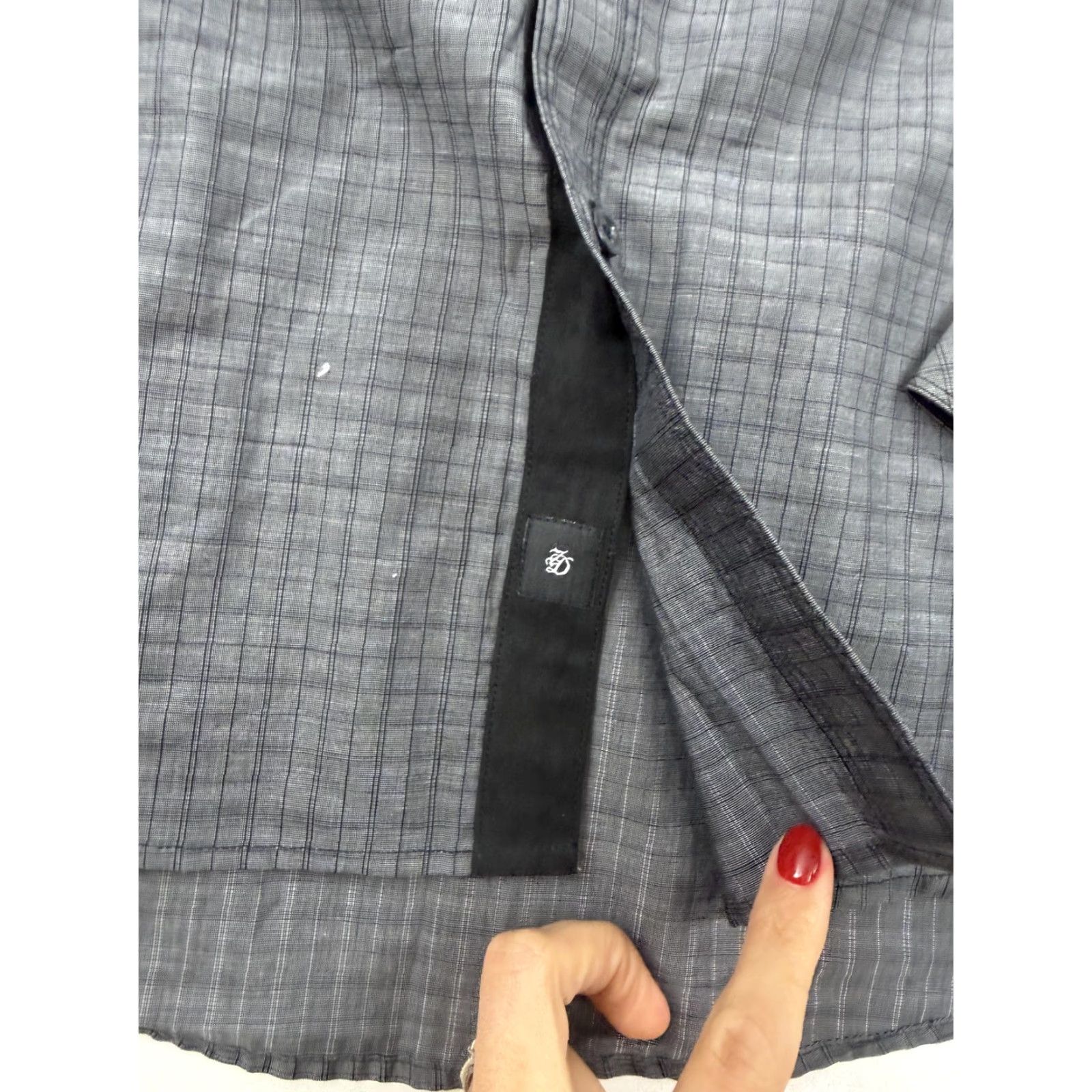 Vintage 7 Diamonds Shirt Mens Large Gray Check Long Sleeve Button Front Elbow Patch Size US L / EU 52-54 / 3 - 2 Thumbnail
