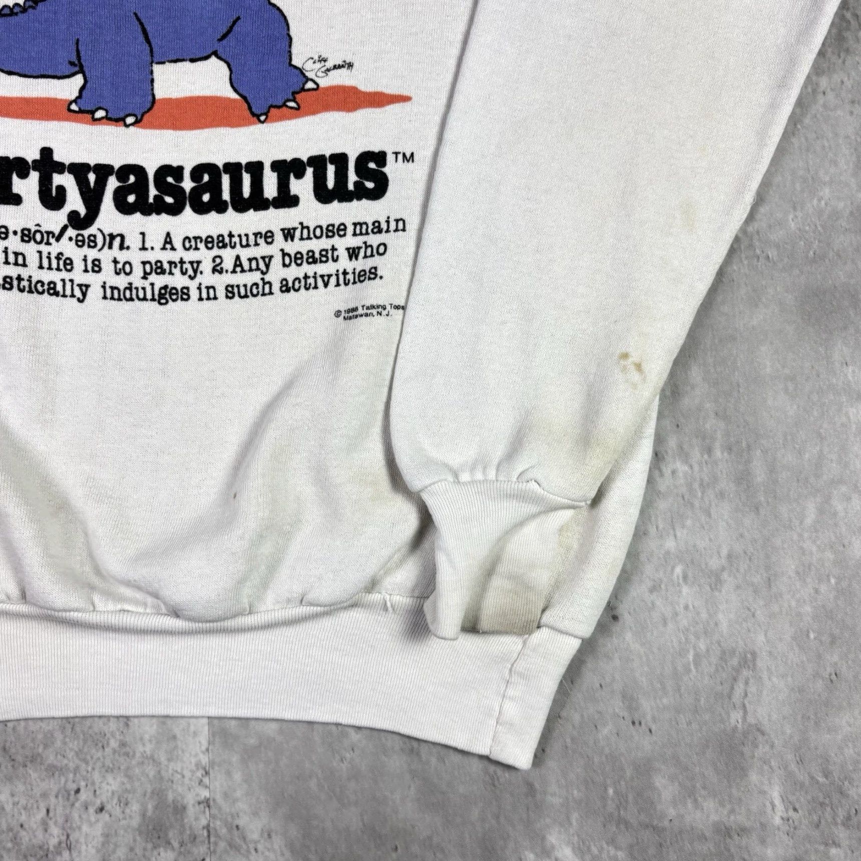 Vintage VINTAGE Partyasaurus Funny Drinking Sweatshirt Raglan Funny Humor Small 80s Size US S / EU 44-46 / 1 - 6 Thumbnail