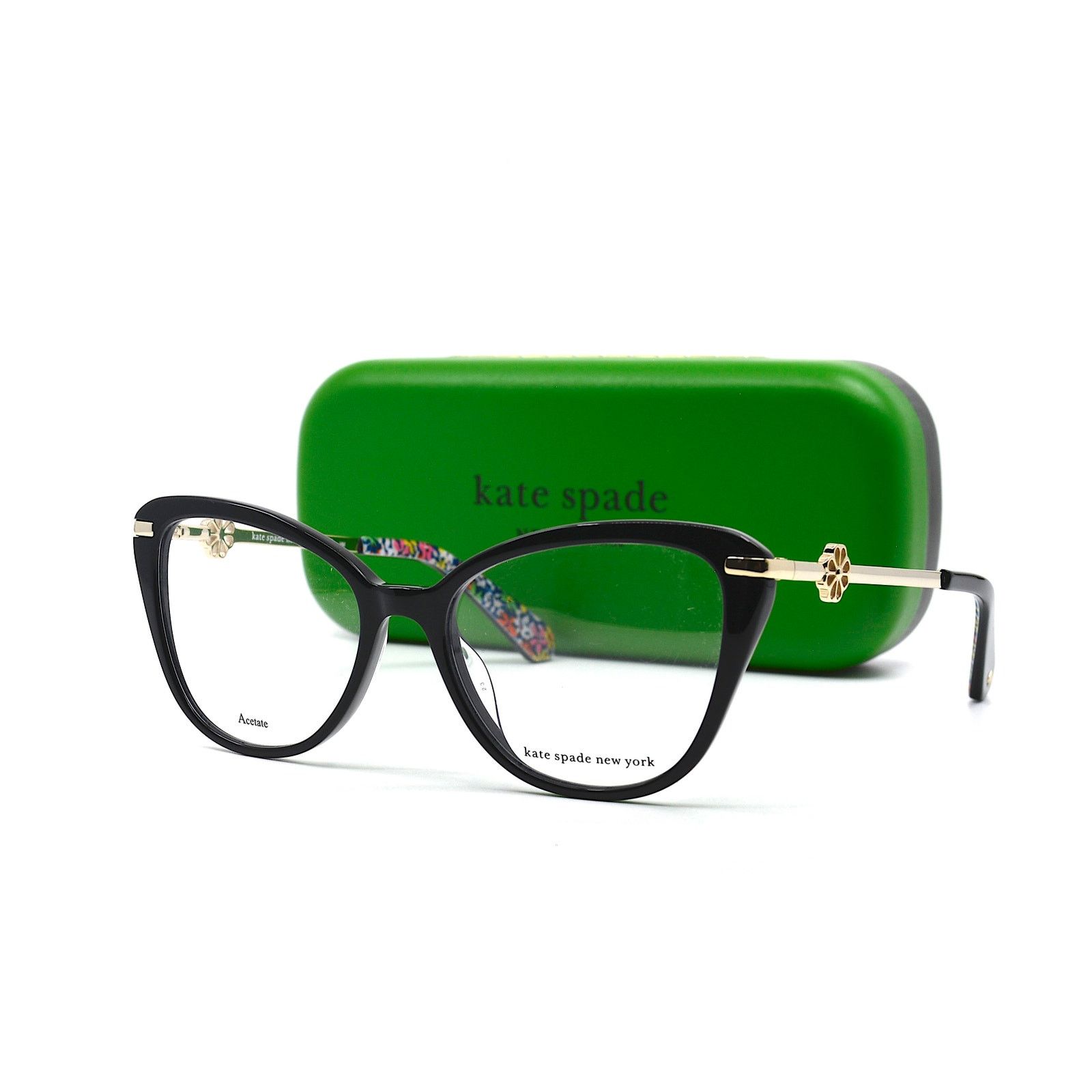 Kate Spade NEW KATE SPADE FLAVIA 807 BLACK GOLD EYEGLASSES FRAME Size ONE SIZE - 1 Thumbnail