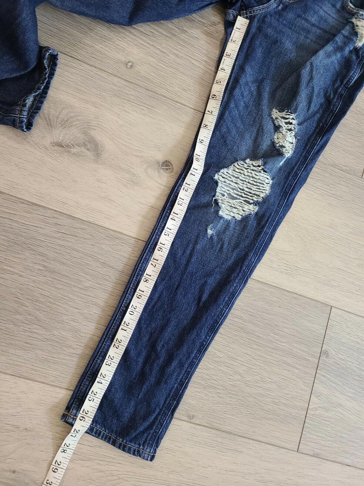 Designer Hollister Jeans Size 1 Distressed Dark Skinny Low Rise w 25 Size 25" / US 0 / IT 36 - 8 Thumbnail