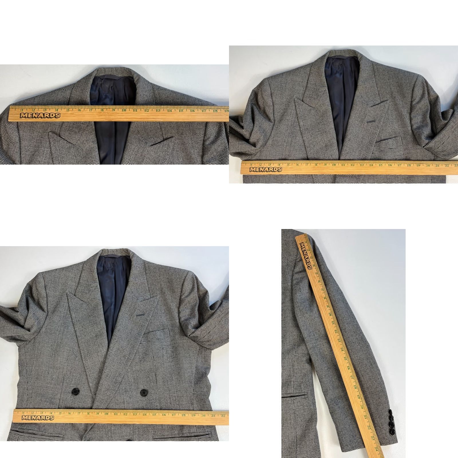 Neiman Marcus Neiman Marcus Men's Vintage Wool Double Breasted Blazer Jacket Plaid Sz 40 Gray 90s Classic Designer Shirt Jacket Mens Size 40R - 9 Thumbnail