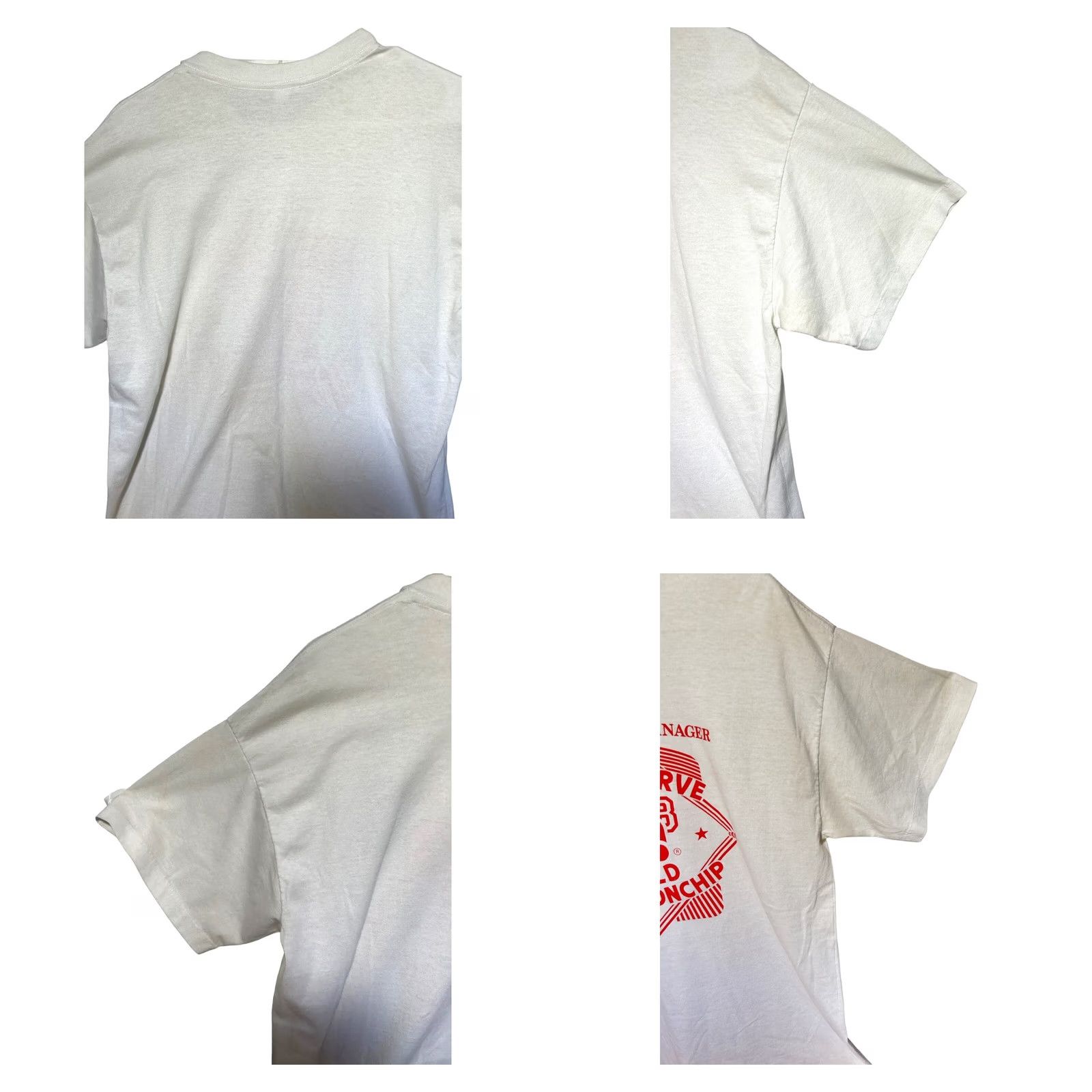 Fruit Of The Loom VINTAGE Fruit of the Loom Shirt Men White XL Crew Neck Short Sleeve Graphic Tee Ad Campaign Chip 1988 World Championship Made In USA Size US XL / EU 56 / 4 - 8 Thumbnail