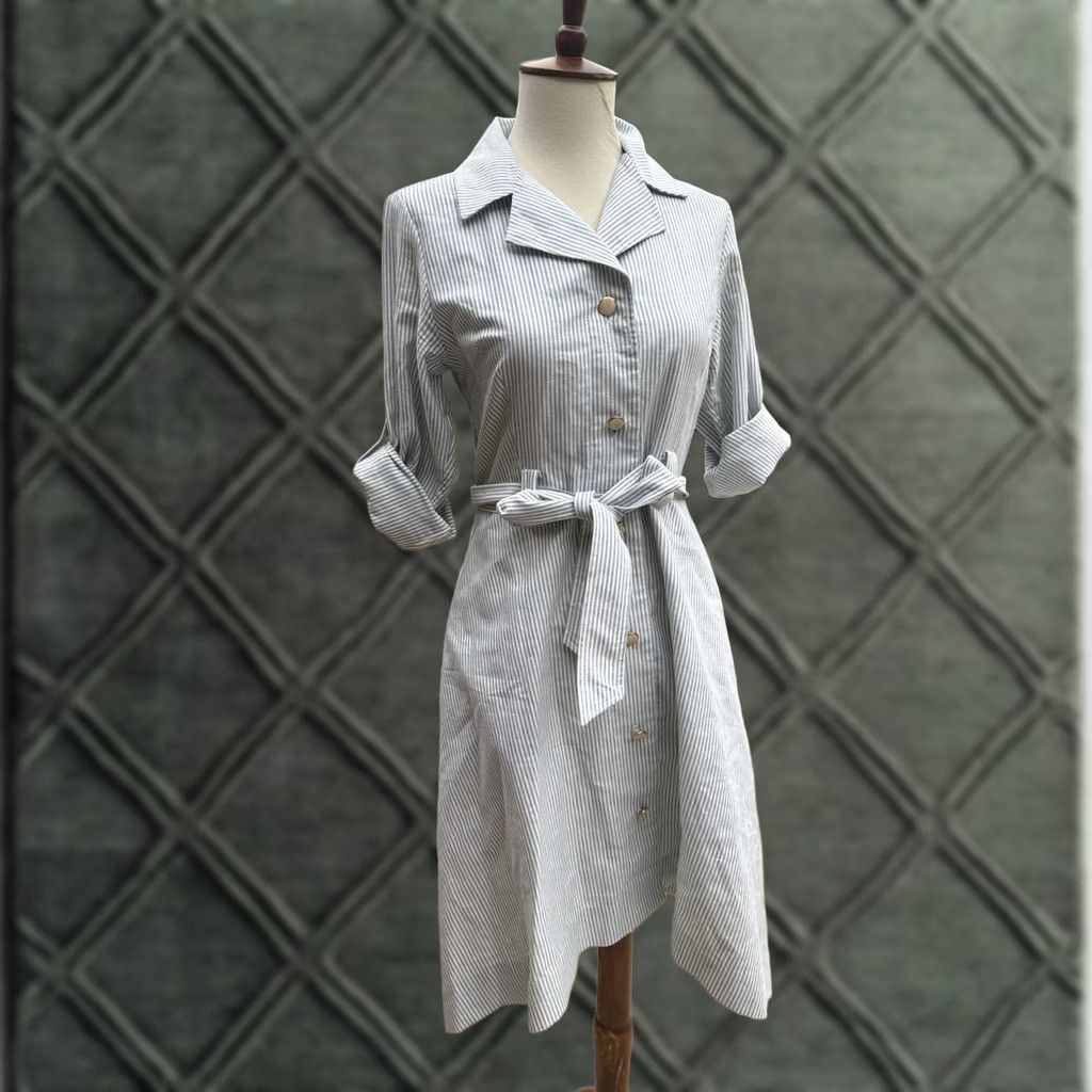 Vintage Kiki Lynn Green Stripe Shirt Dress Size 2 Women Knee Length USA Pattern Striped Shirt Dress Mens? Size XS / US 0-2 / IT 36-38 - 1 Thumbnail