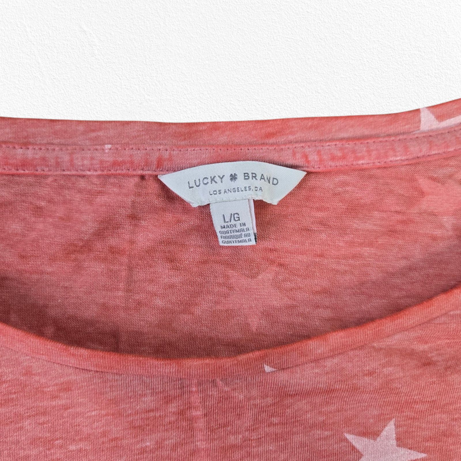 Lucky Brand Lucky Brand Red Star Print Twist Front T Shirt Size Large Size L / US 10 / IT 46 - 9 Thumbnail