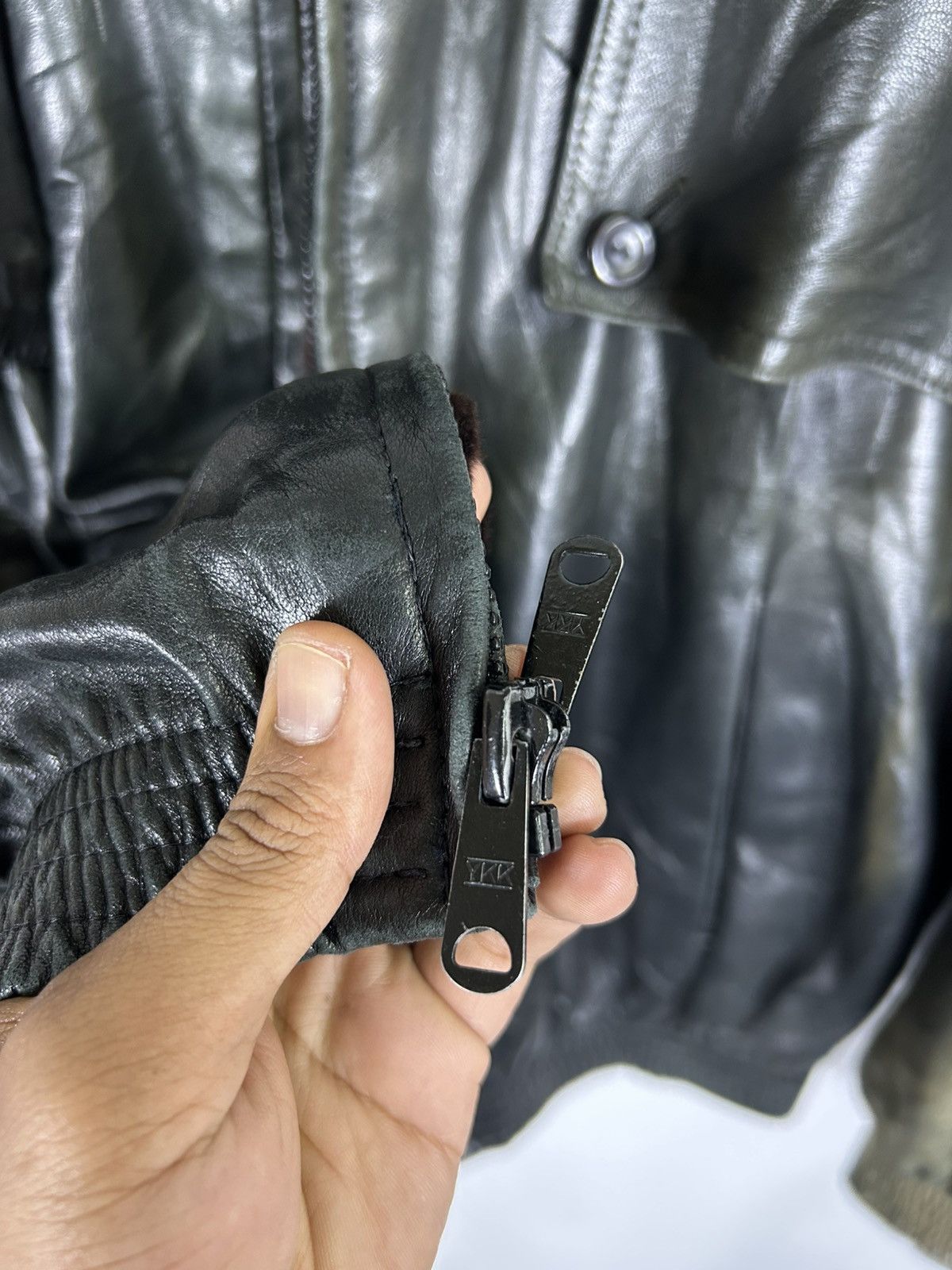 Leather ⚡️Vintage David Goodman Fur Collar Faded Leather Jacket Size US M / EU 48-50 / 2 - 9 Thumbnail
