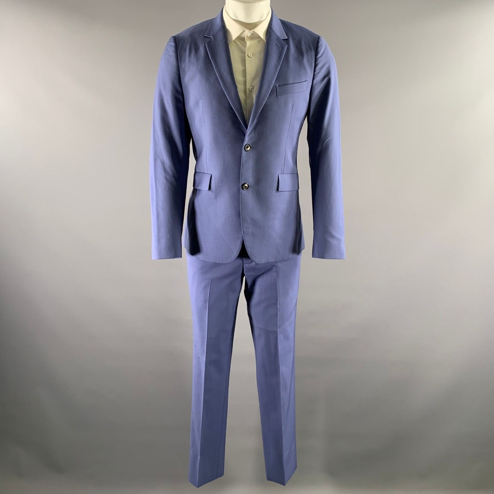 Paul Smith PAUL SMITH 38R Blue Periwinkle Wool Mohair Notch Lapel Suit Size 38R - 2 Thumbnail