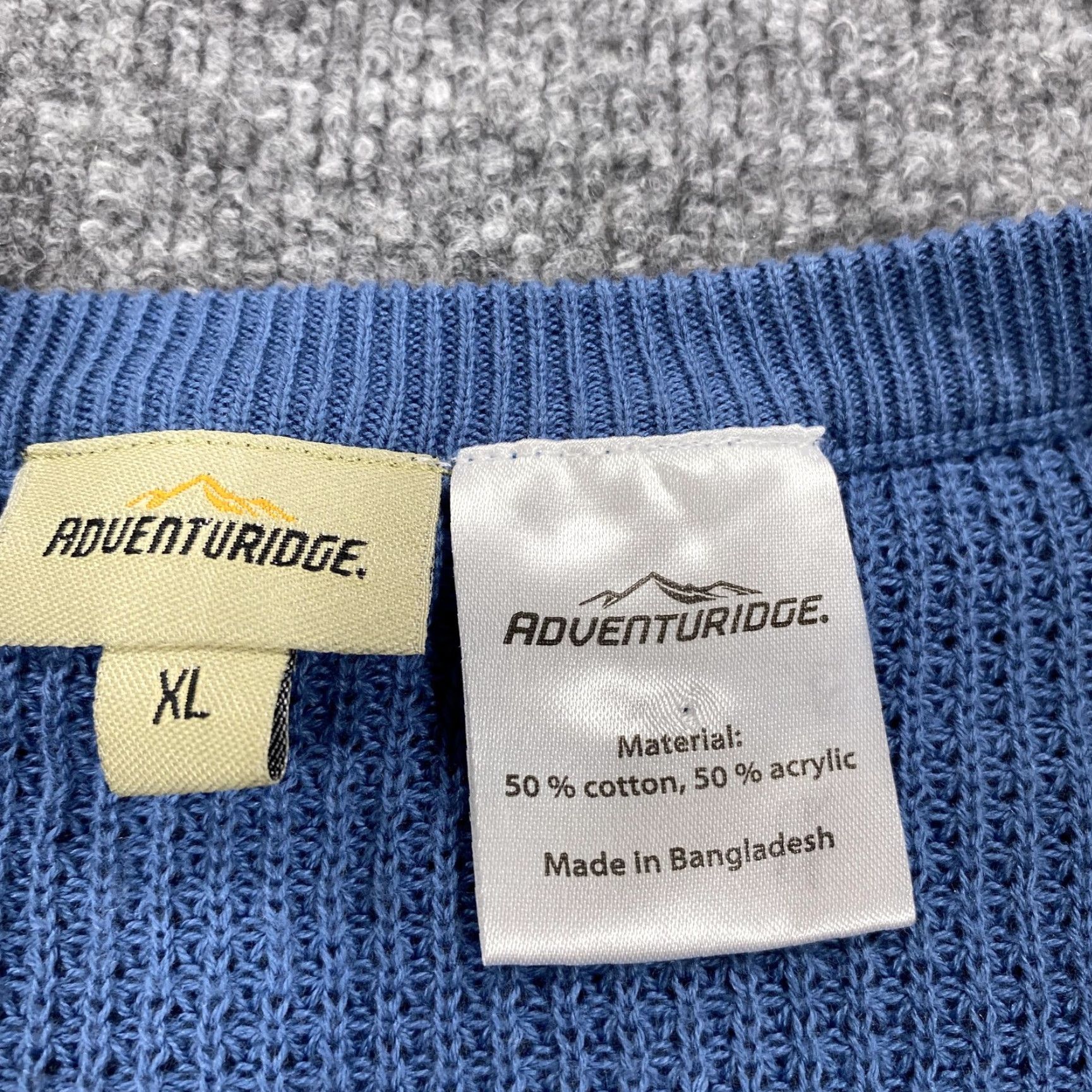 Vintage Adventuridge Sweater Pullover Mens XL Blue Waffle-Knit Crew Neck Lightweight Casual Fall Size US XL / EU 56 / 4 - 2 Thumbnail
