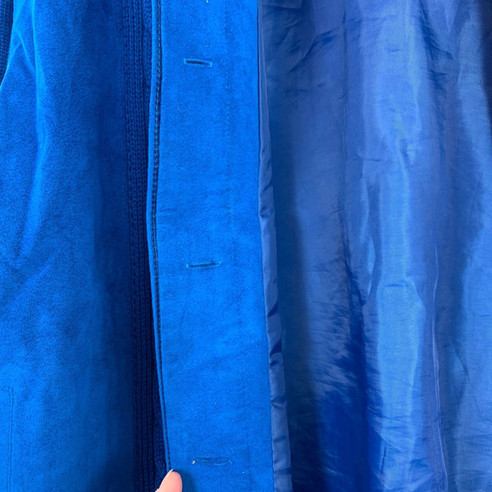 Vintage VINTAGE Ancora Nylon Jacket Blue 80s Faux Suede Button Knit Mid-Length Womens Large XS? Wait cannot add. Size L / US 10 / IT 46 - 4 Thumbnail