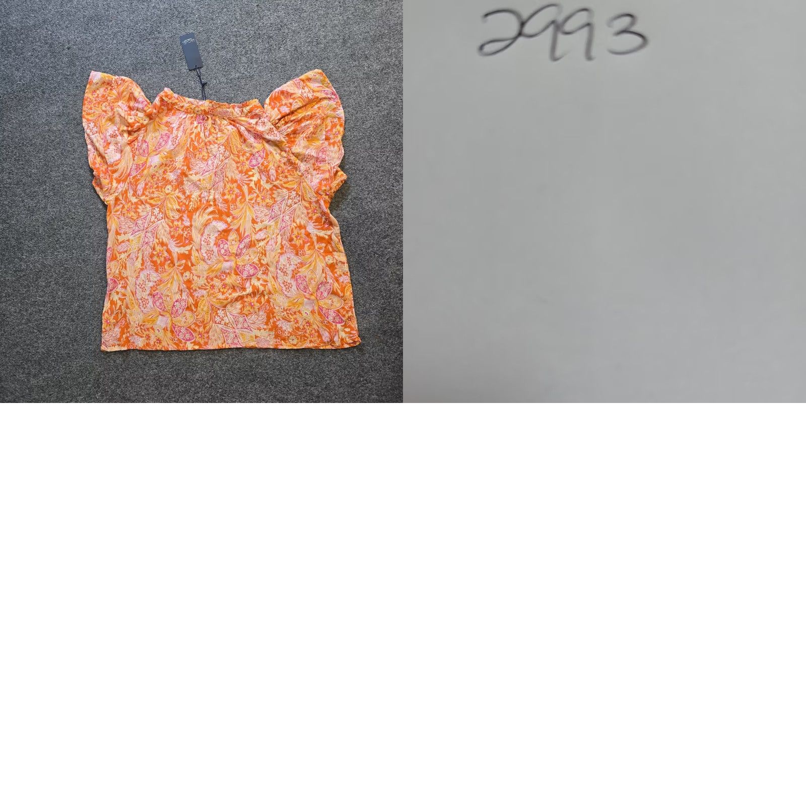 Rachel Zoe Rachel Zoe Top Womens L Orange Floral V Neck Flutter Sleeve Casual Shirt Blouse Regular Mill Rayon Summer Spring Womens Size L / US 10 / IT 46 - 8 Thumbnail