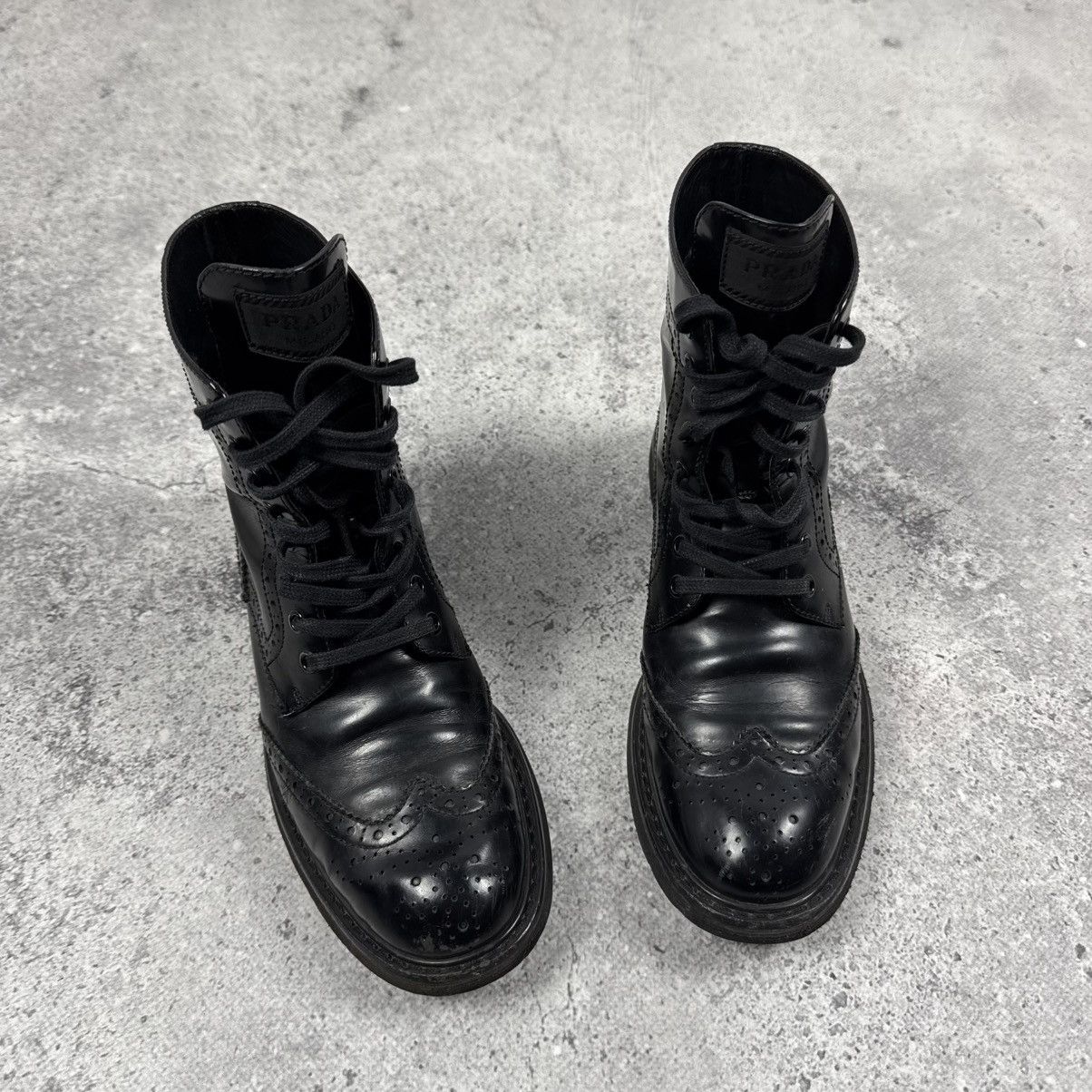 Prada Prada Lace - Up Brogue Leather Ankle Combat Boots Size US 7 / IT 37 - 5 Thumbnail