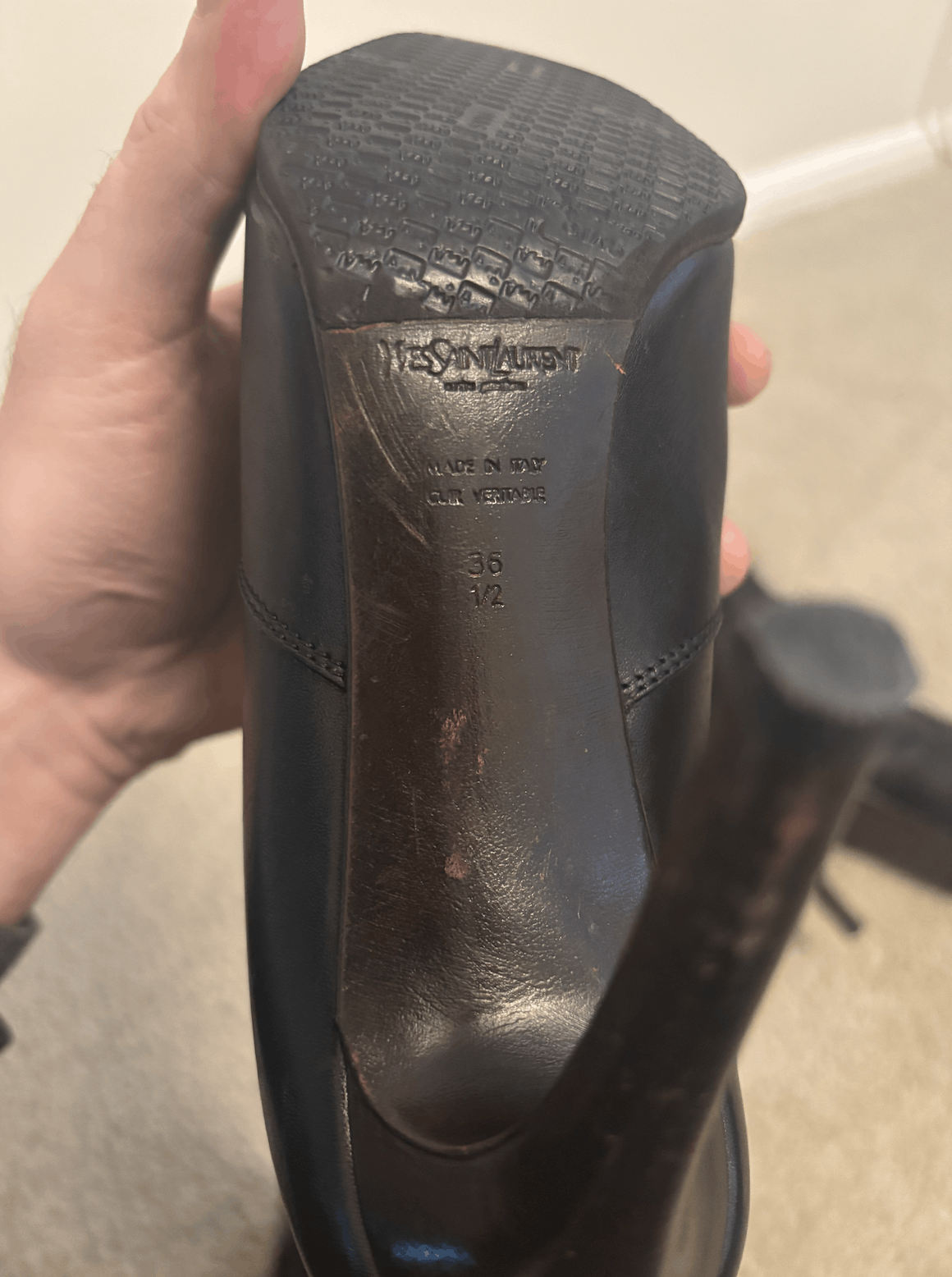 Yves Saint Laurent Yves Saint Laurent Black Leather Boots Stiletto Vintage Size US 6.5 / IT 36.5 - 12 Thumbnail