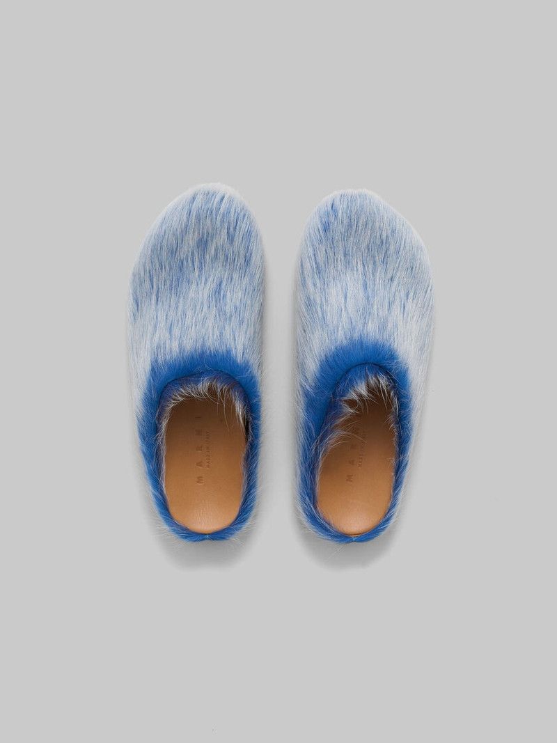 Marni o1f1d3z0526 Long-Haired Calfskin Fussbett Sabot Blue/Lilac Size US 10 / EU 43 - 4 Thumbnail