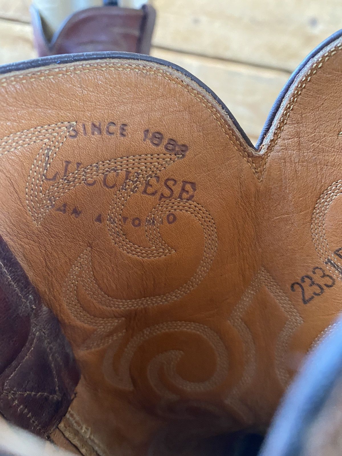 Lucchese × Vintage Lucchese brown leather western boots exotic skin, lizard sz8 Size US 8 / IT 38 - 15 Thumbnail