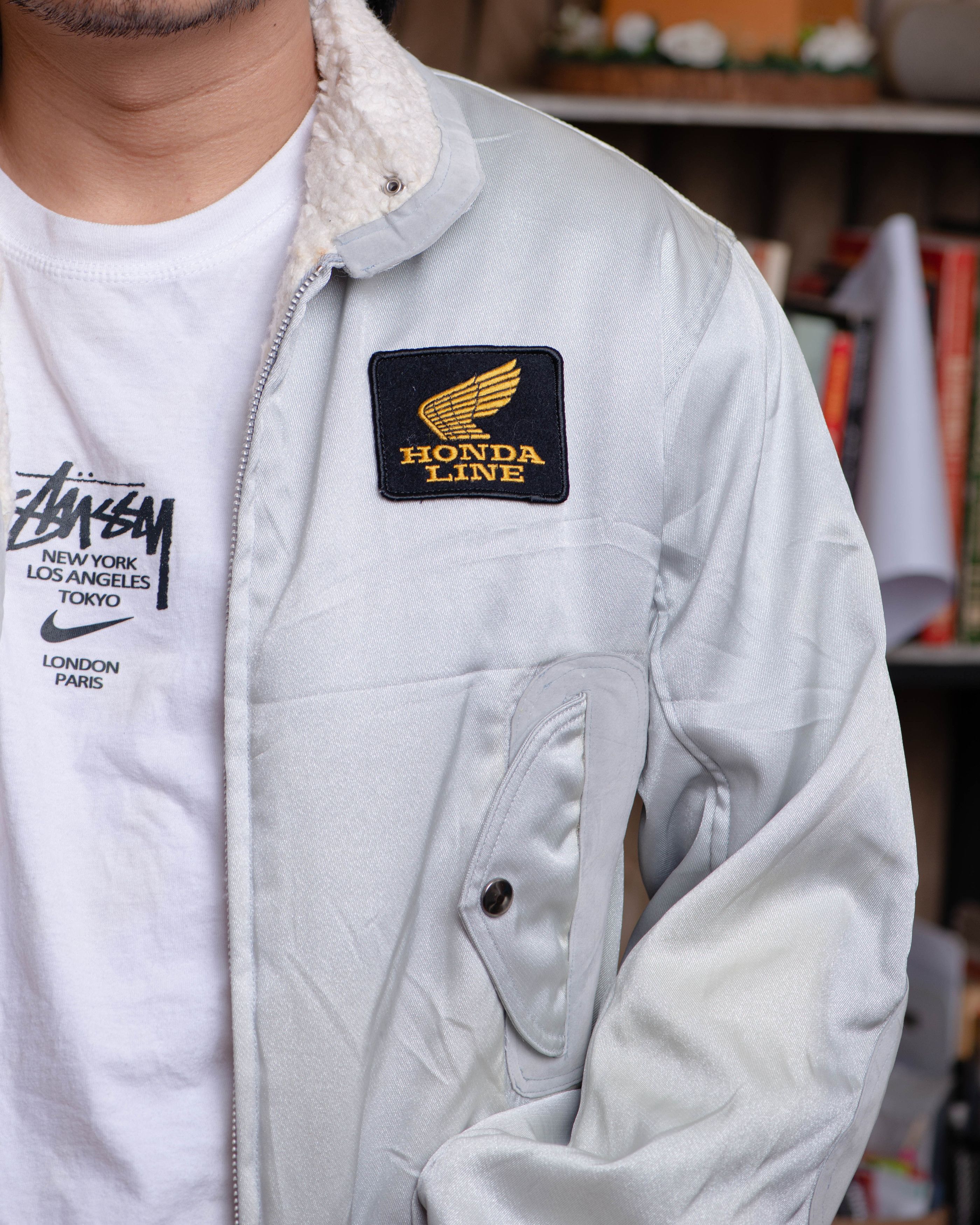 image of Honda Vintage Bomber Jacket in Silver, Men's (Size Medium)