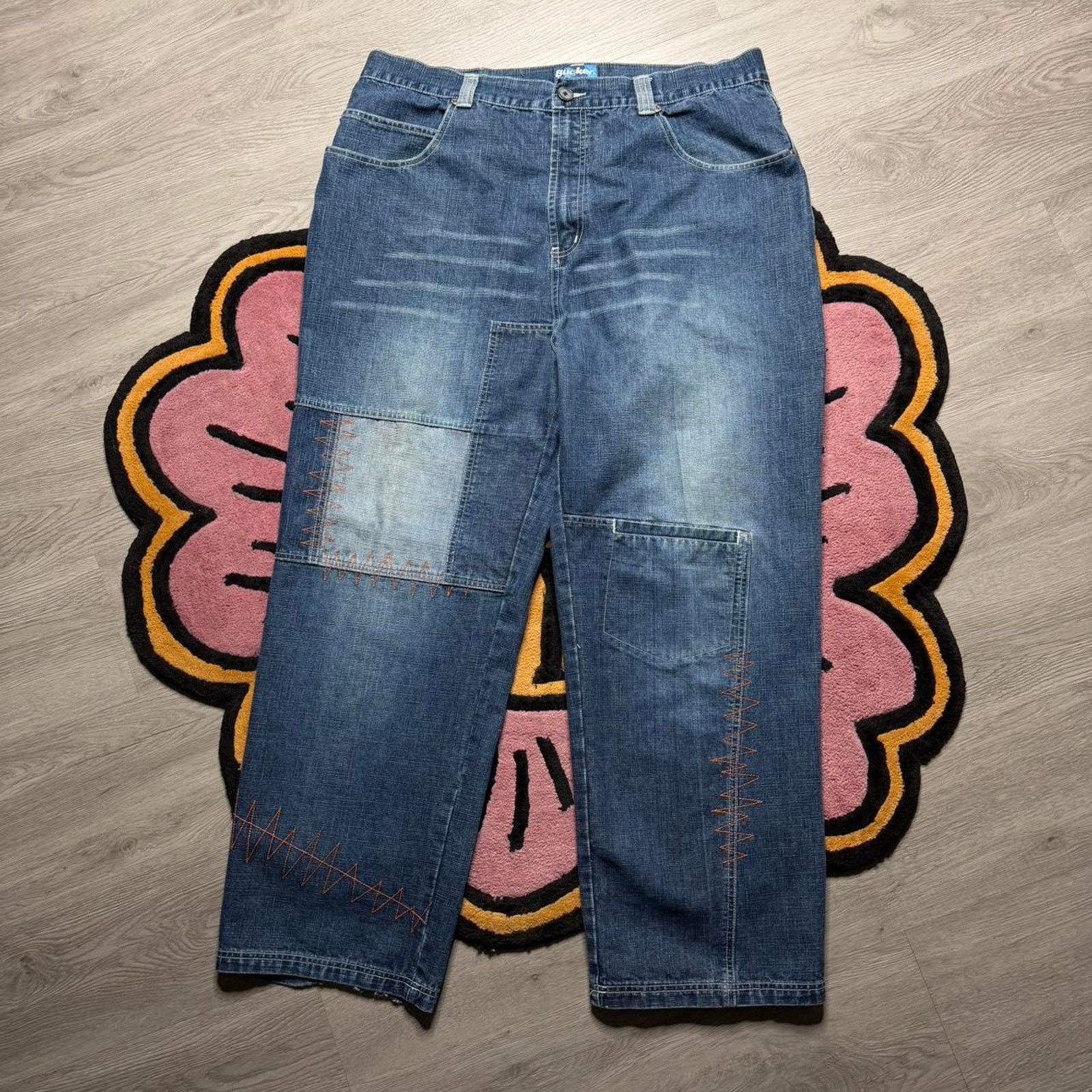 Vintage Vintage Y2K Bucker Baggy Loose Fit Patchwork Denim Jeans Size US 42 / EU 58 - 1 Thumbnail