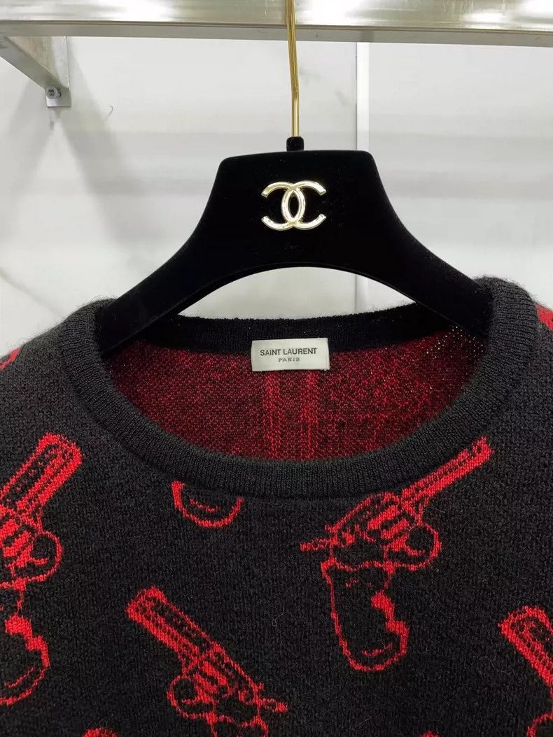 Saint Laurent Paris saint laurent handgun print sweater in black-2507 Size US L / EU 52-54 / 3 - 8 Thumbnail