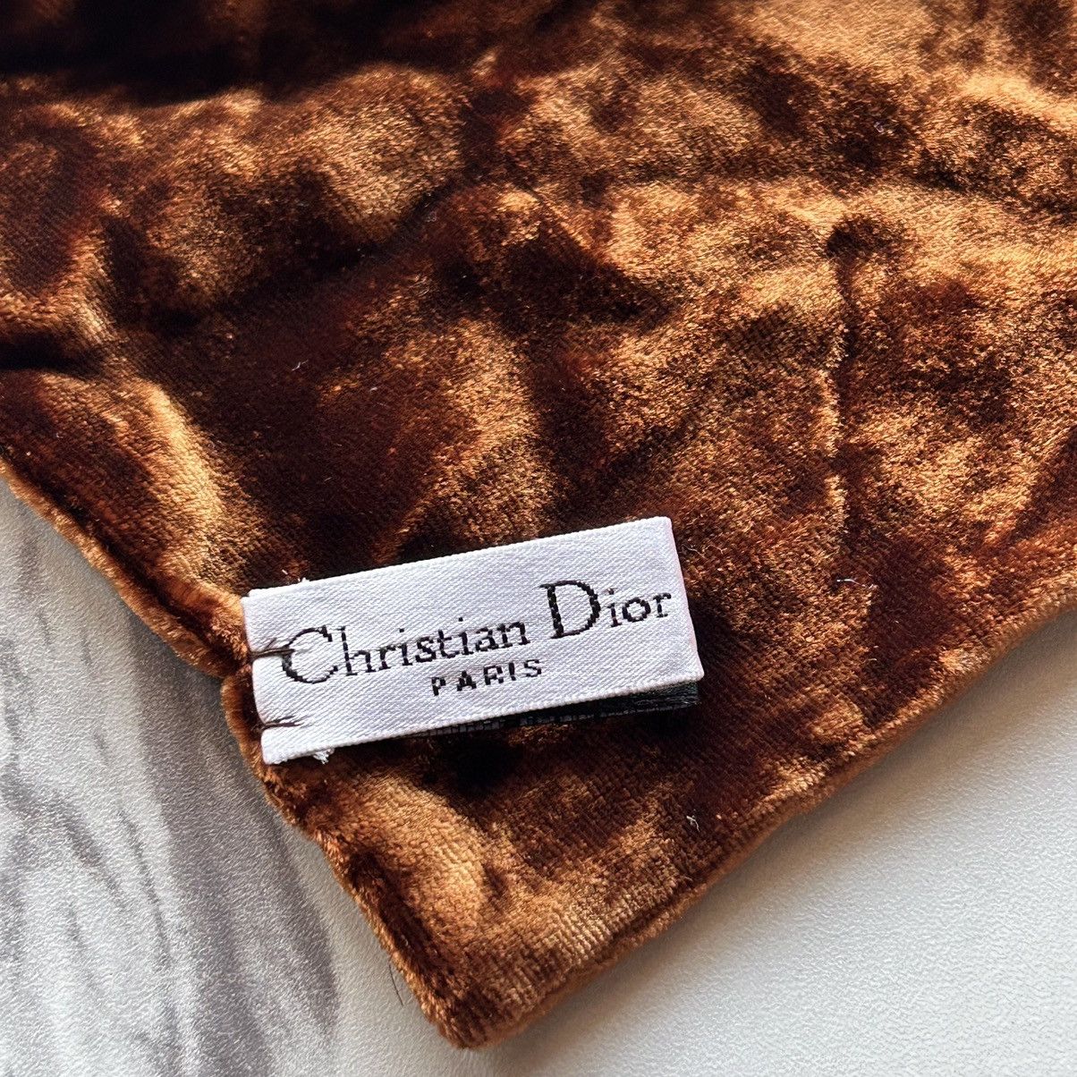 Dior Vintage Christian Dior CD Gold Velvet Silk Blend Scarf Size ONE SIZE - 5 Thumbnail