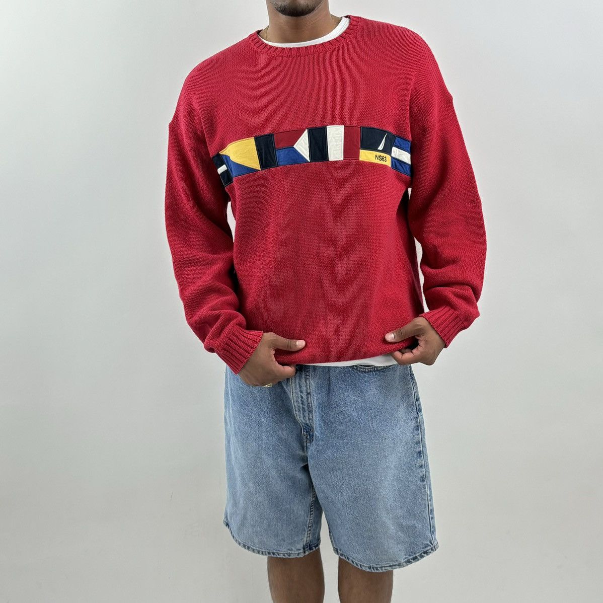 Japanese Brand × Nautica × Vintage vintage Y2K NAUTICA Sailing Flag Spellout Knit sweater Size US L / EU 52-54 / 3 - 5 Thumbnail