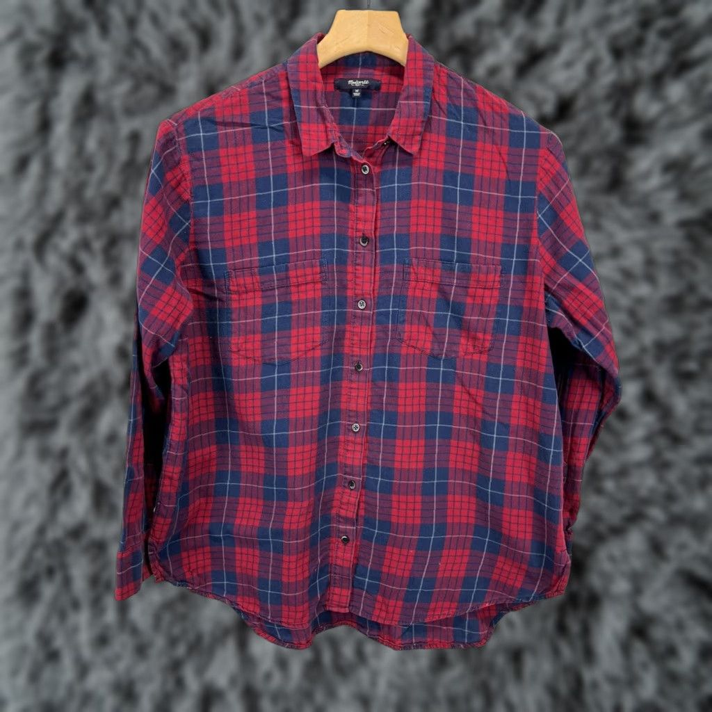 Madewell Madewell Women's Flannel Plaid Button Up Shirt Medium Red Long Sleeve Casual Size M / US 6-8 / IT 42-44 - 1 Thumbnail