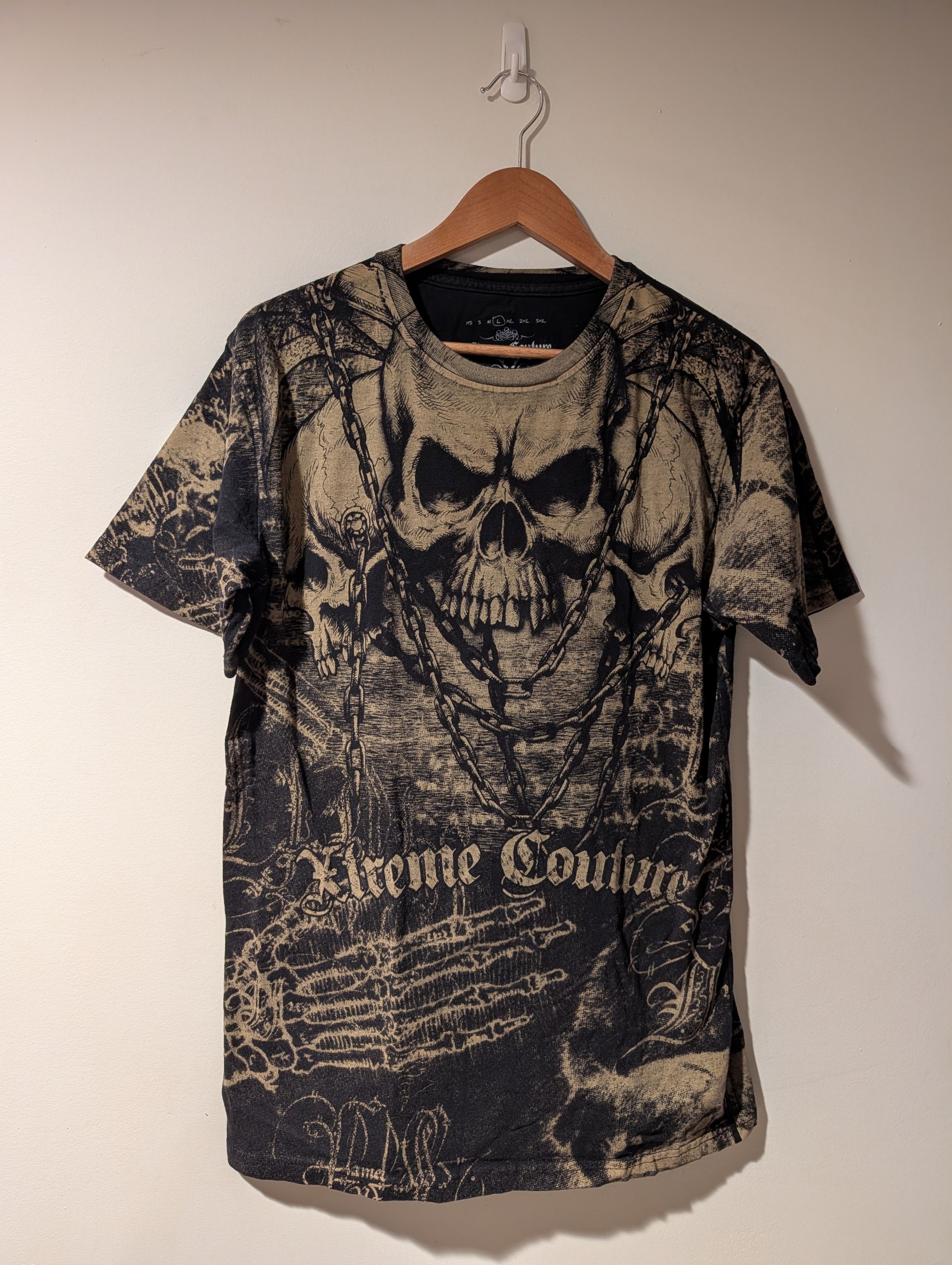 Affliction Vintage Xtreme Couture Skull All Over Print T-Shirt Made USA Size US L / EU 52-54 / 3 - 1 Thumbnail
