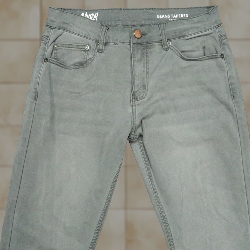 Denime Mugsy Jeans Men 31x30 Gray Beans Tapered 5 Pocket Denim Preppy Shirt? Size US 31 - 1 Thumbnail