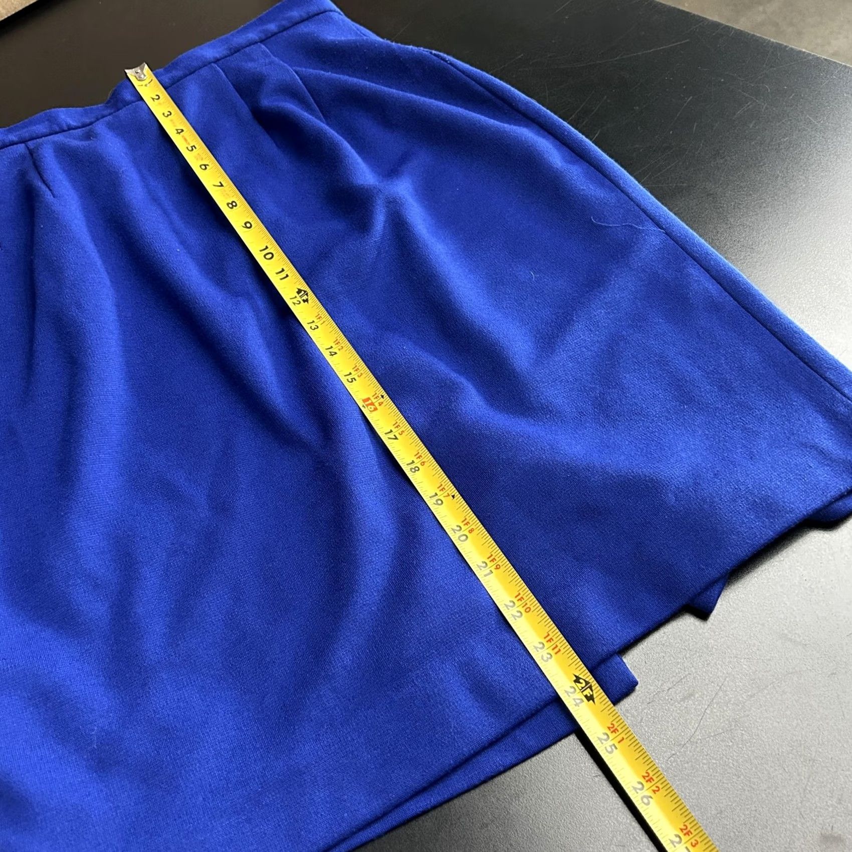 Vintage Blue Solid Pencil Skirt Womens 14 Knee Length Wool Blend Lined Workwear Office Dressy Skirt Mens? Size 36" / US 14 / IT 50 - 5 Thumbnail