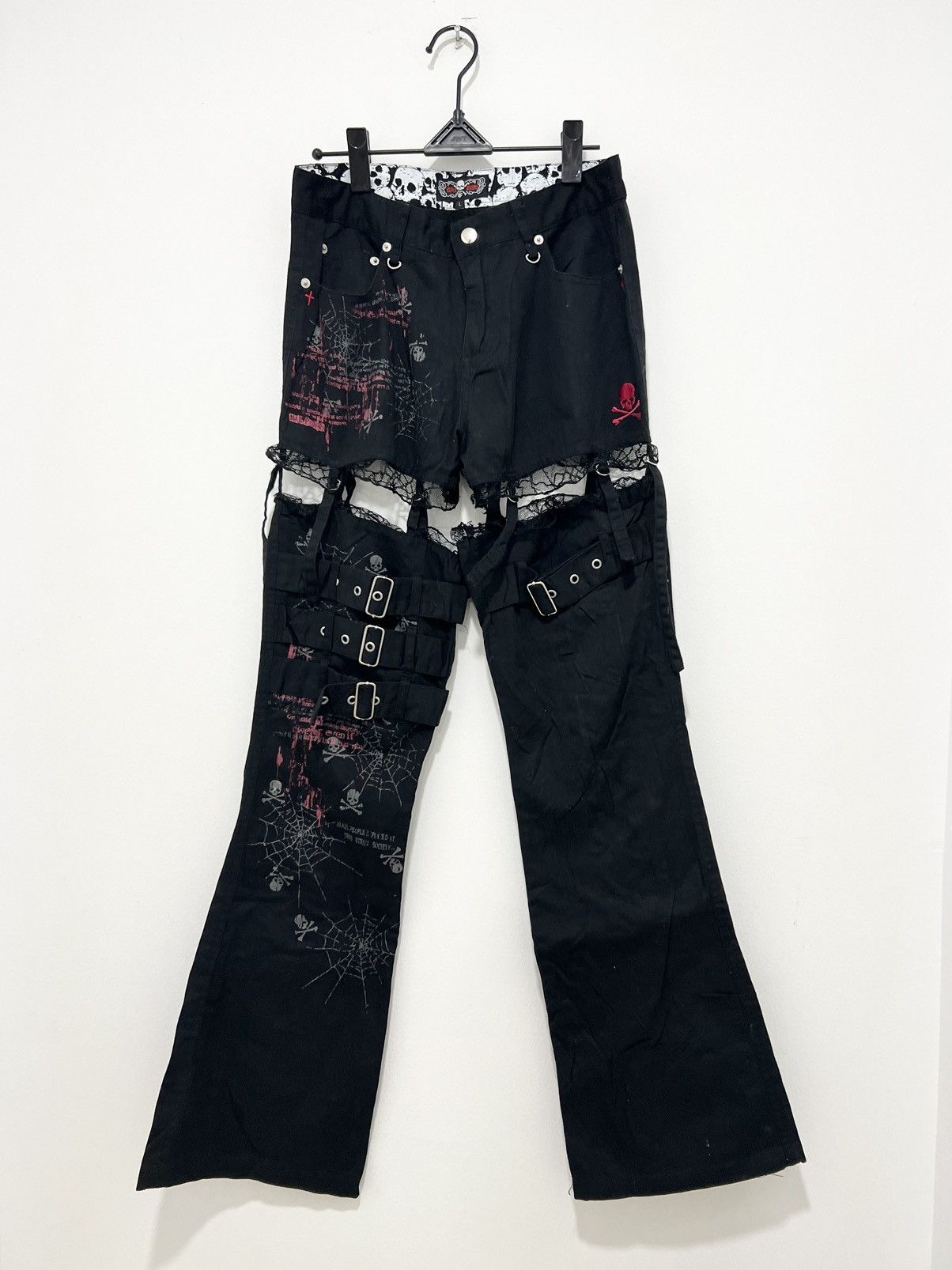 image of If Six Was Nine x Le Grande Bleu L G B Mad Punk Detachable Lace Up Flared Bondage Pants in Black (S